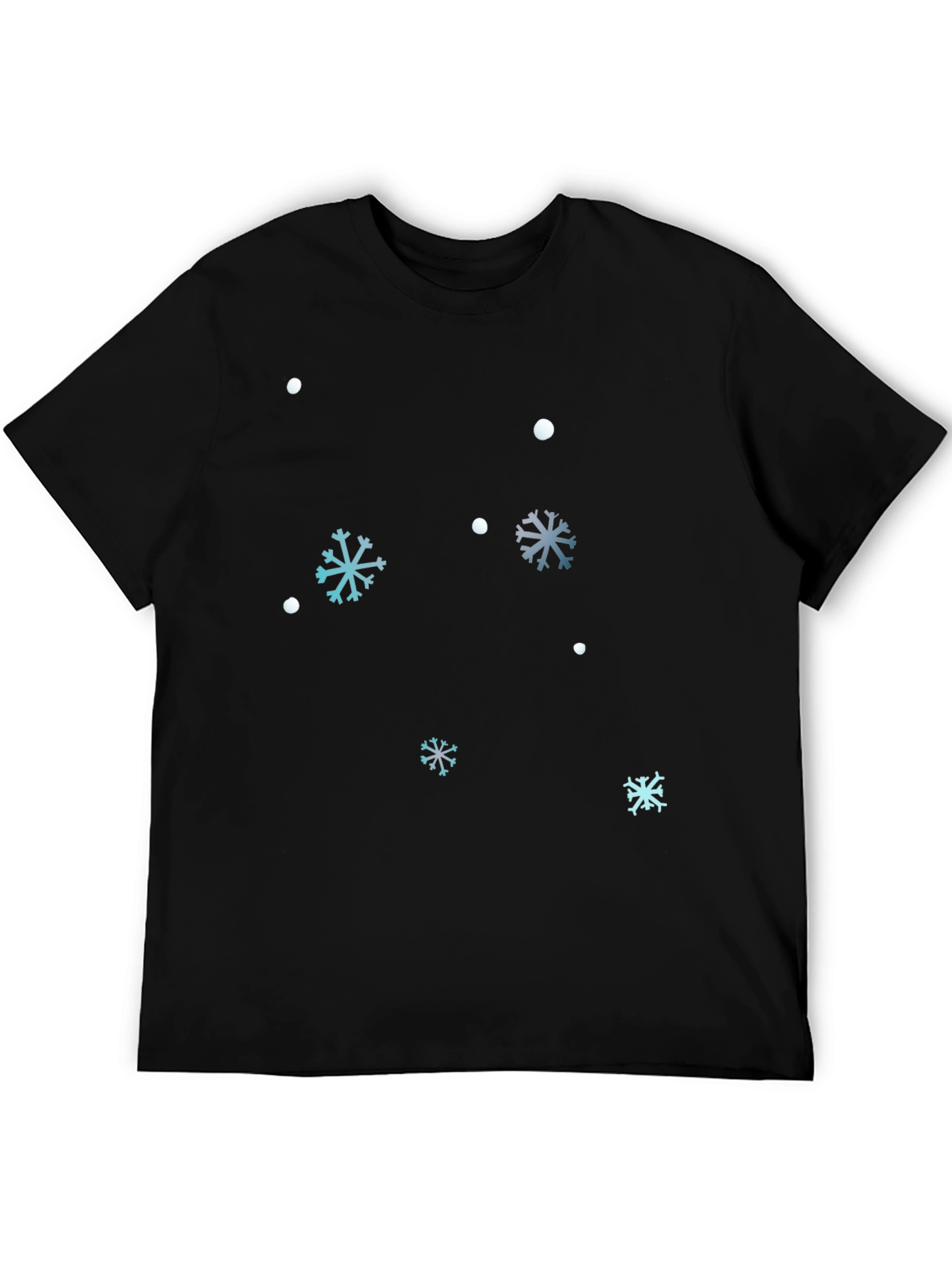 Snowflake Patterned Black T-Shirt