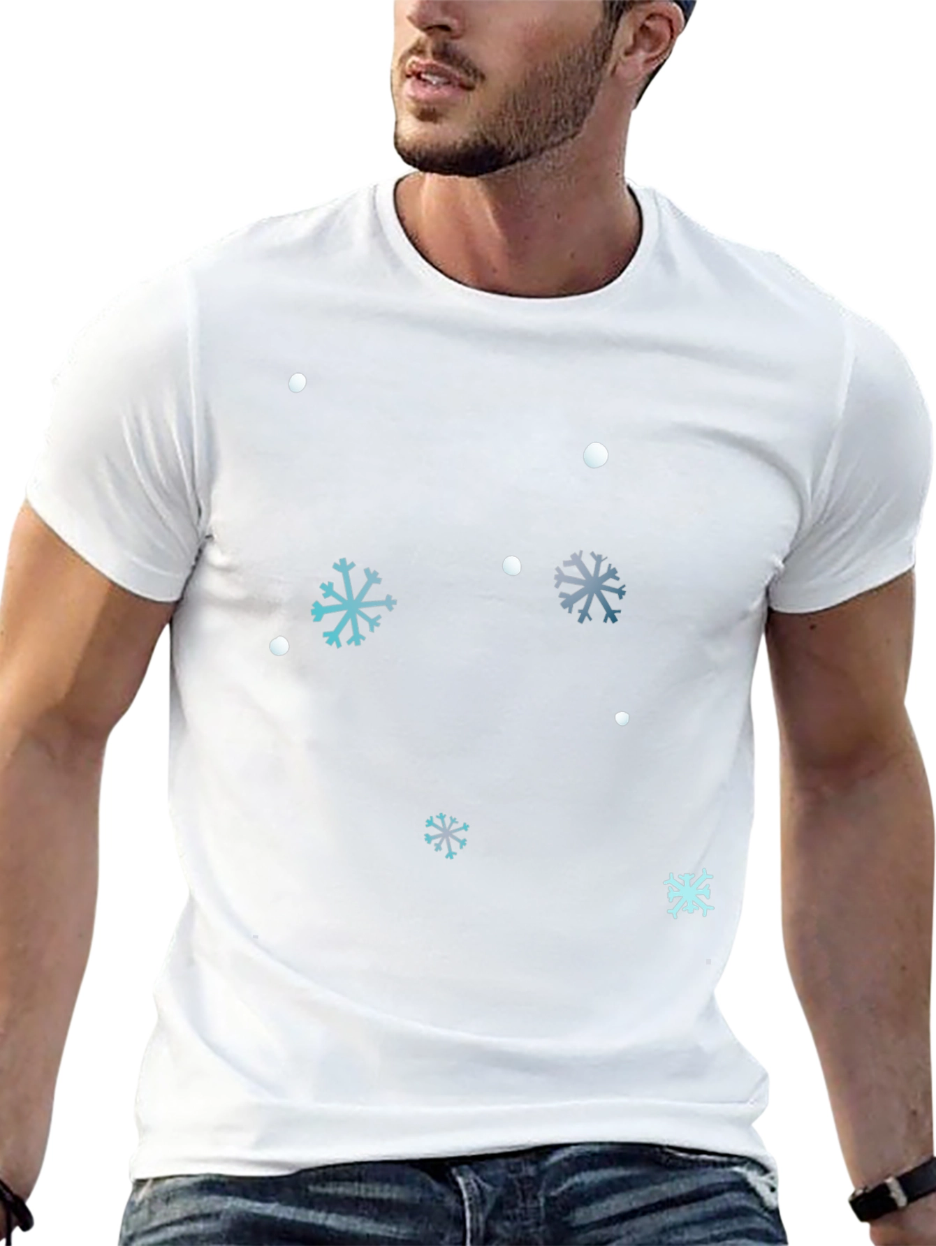 Snowflake Patterned Black T-Shirt