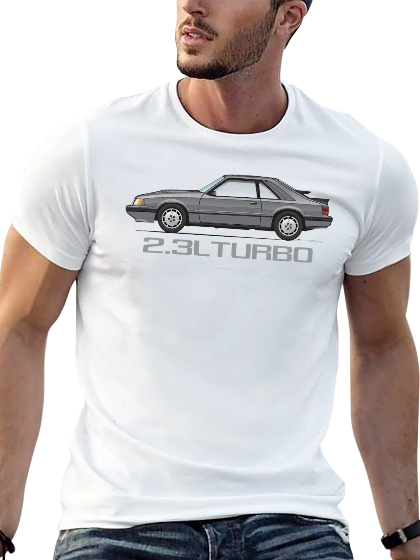 2.3L Turbo Car Graphic Black T-Shirt