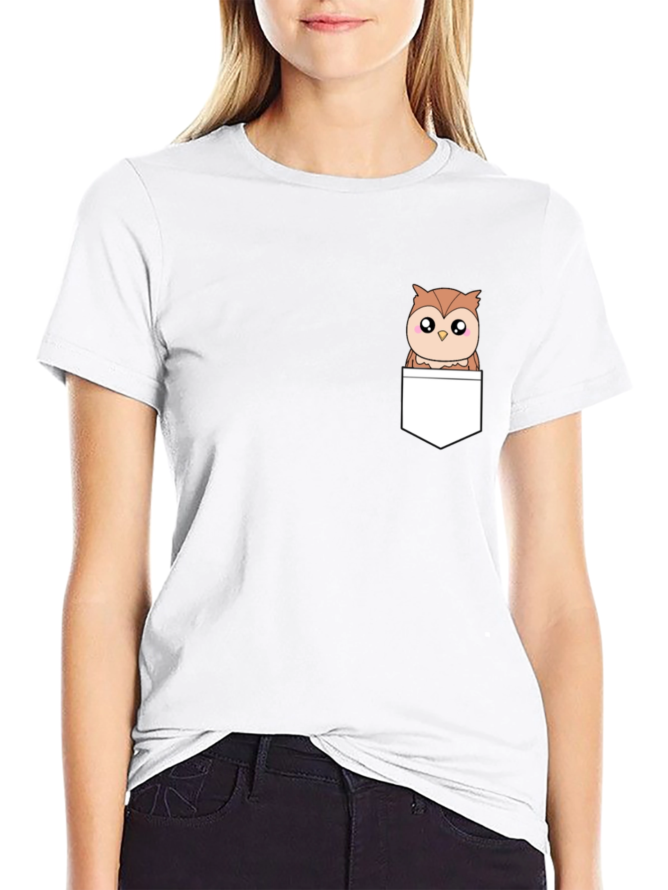 Owl in Pocket T-Shirt - Cute Animal Graphic Tee