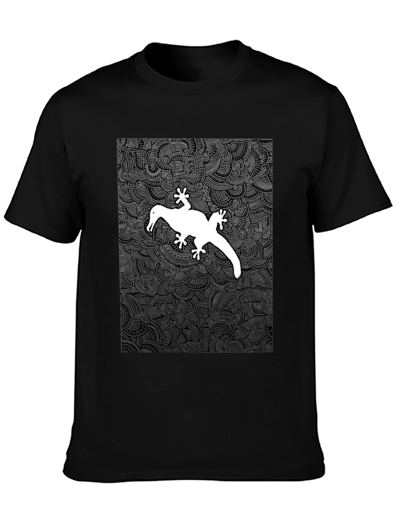 Quirky Gecko Graphic Tee - Black Cotton Blend