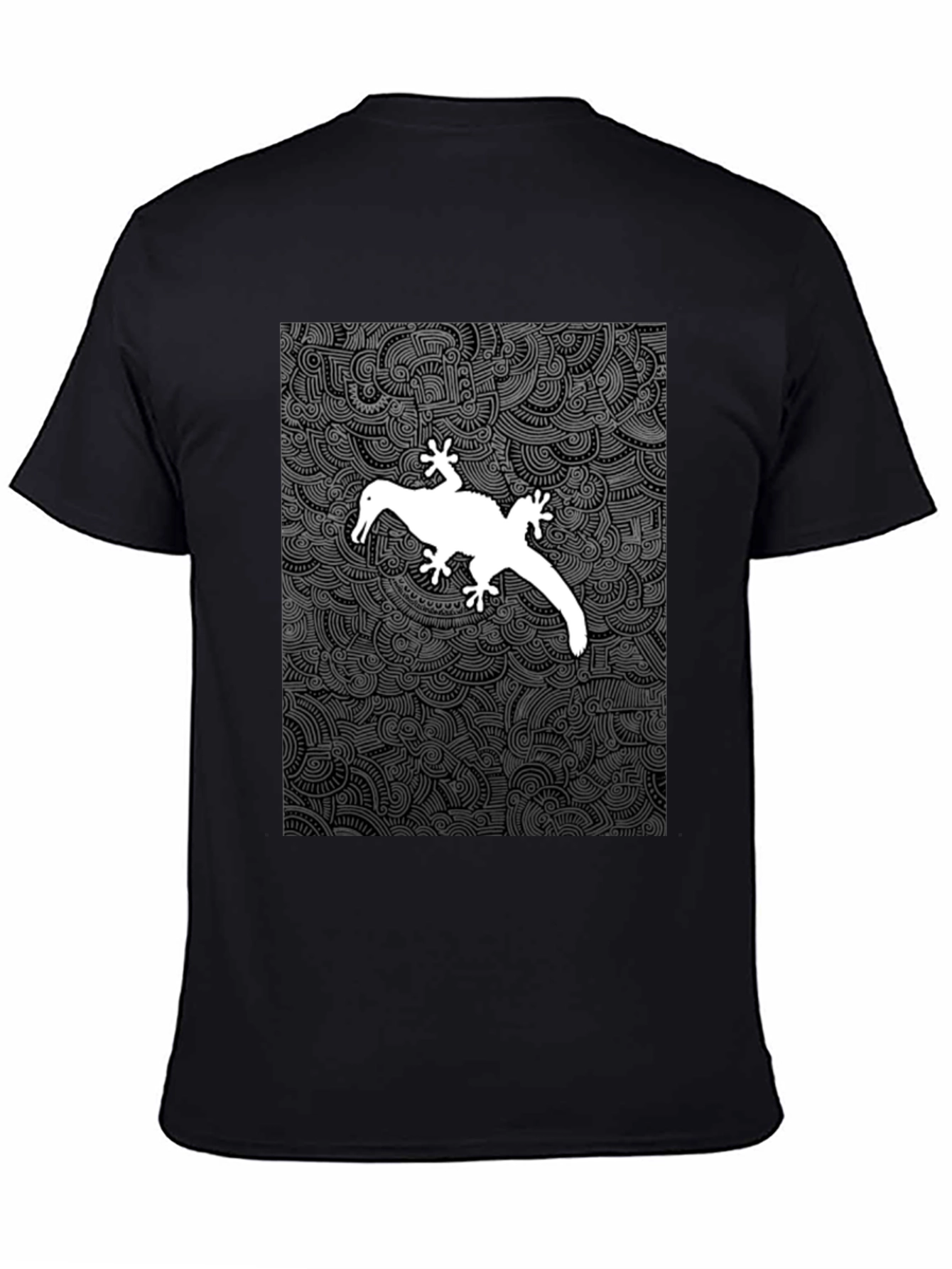 Quirky Gecko Graphic Tee - Black Cotton Blend