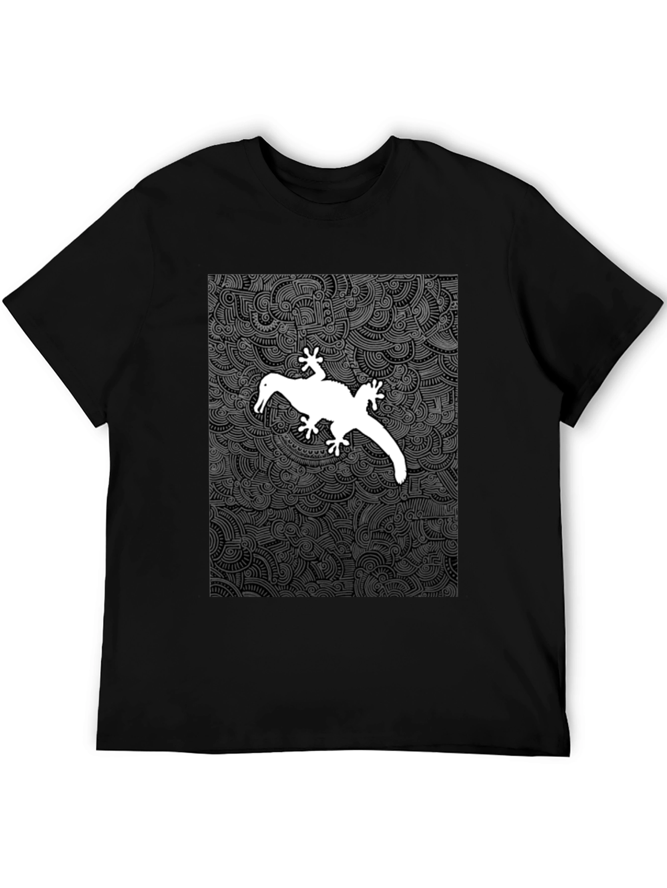 Quirky Gecko Graphic Tee - Black Cotton Blend