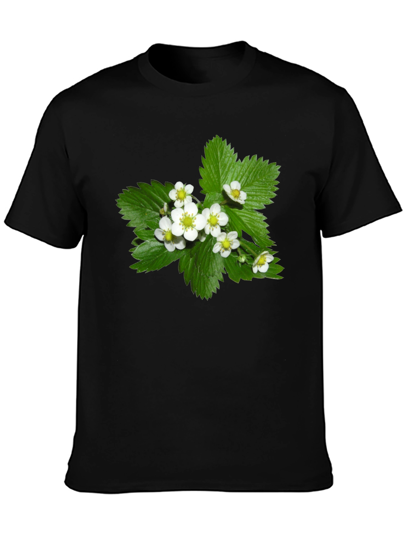 Floral Graphic Tee - Black Cotton Blend T-Shirt
