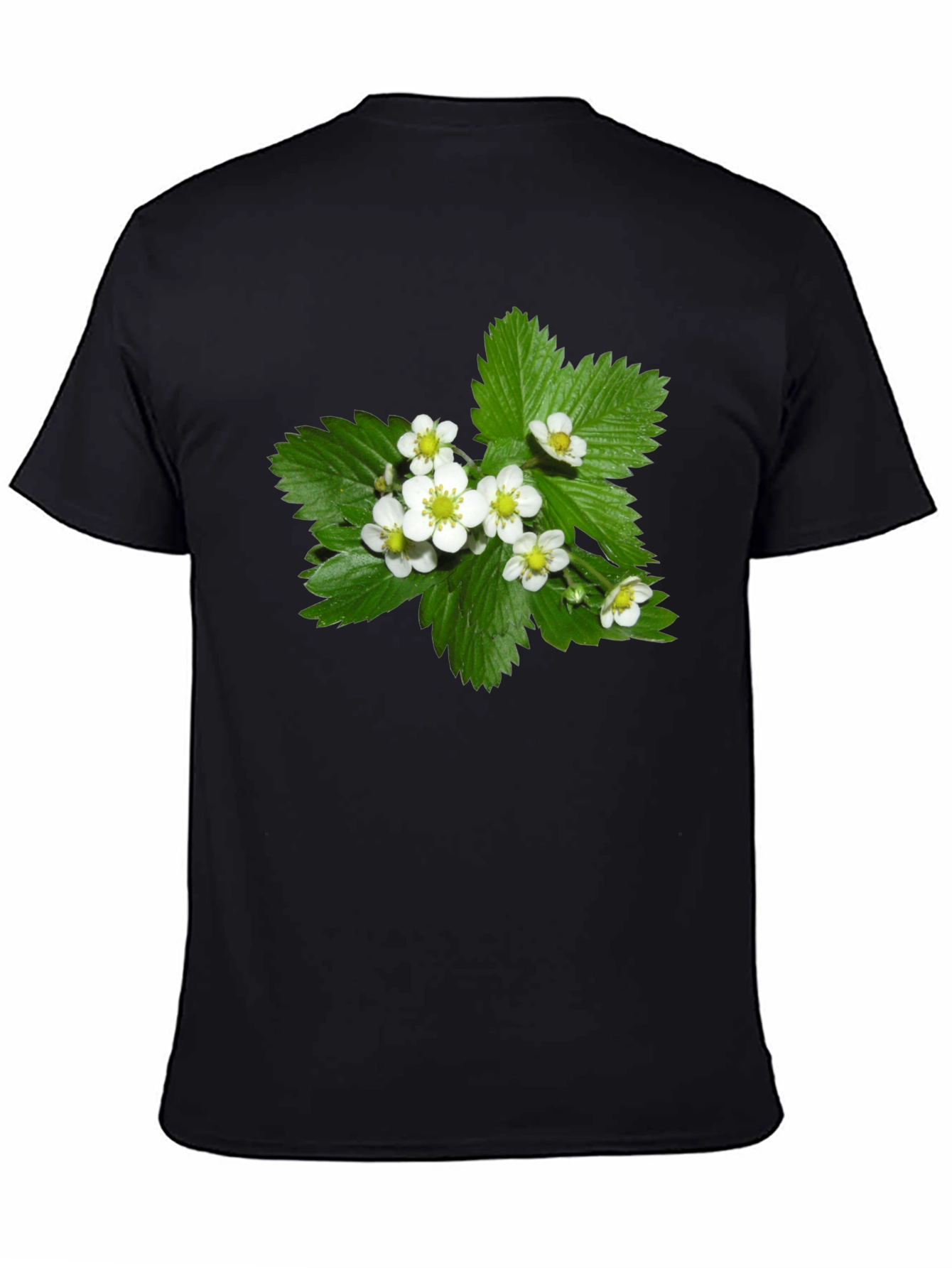 Floral Graphic Tee - Black Cotton Blend T-Shirt