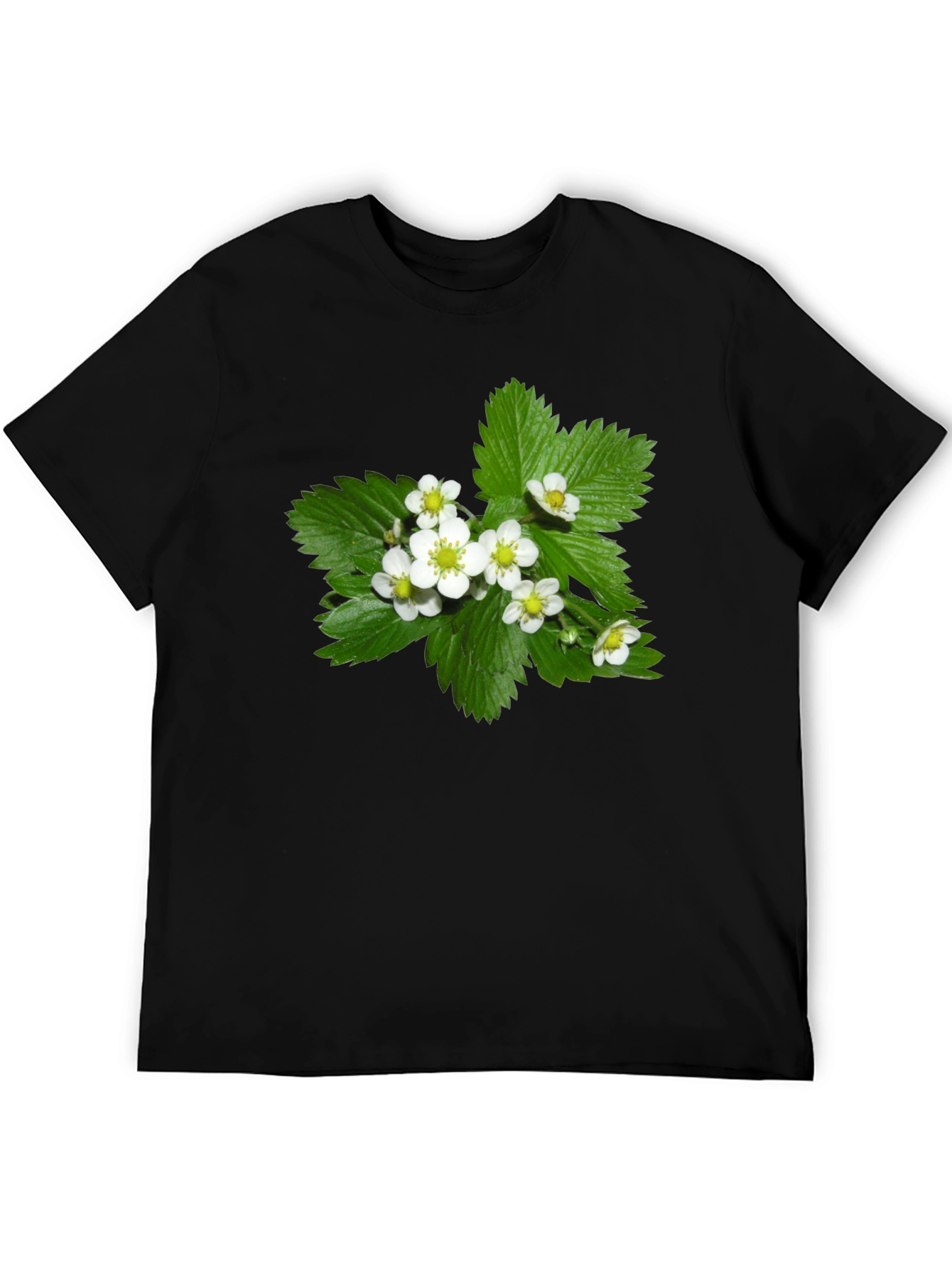 Floral Graphic Tee - Black Cotton Blend T-Shirt