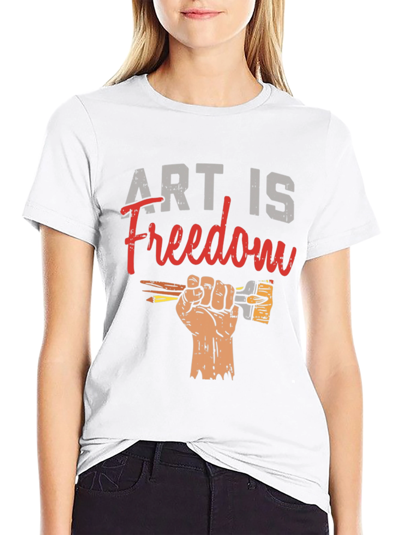 Art is Freedom Graphic Tee - Black Cotton T-Shirt
