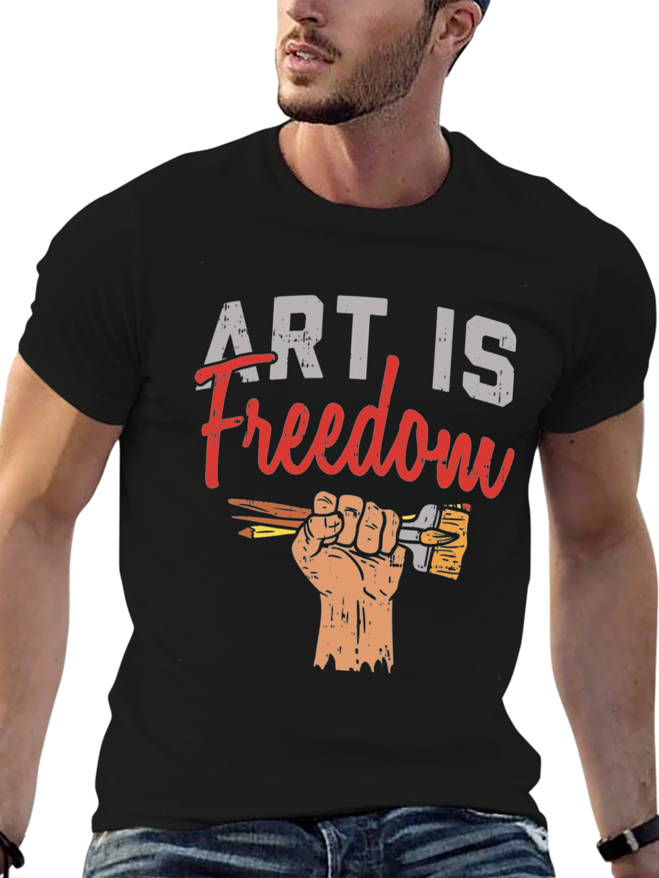 Art is Freedom Graphic Tee - Black Cotton T-Shirt
