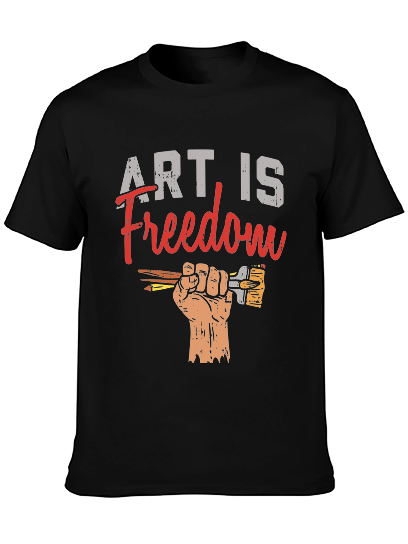 Art is Freedom Graphic Tee - Black Cotton T-Shirt