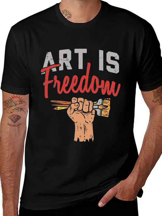 Art is Freedom Graphic Tee - Black Cotton T-Shirt