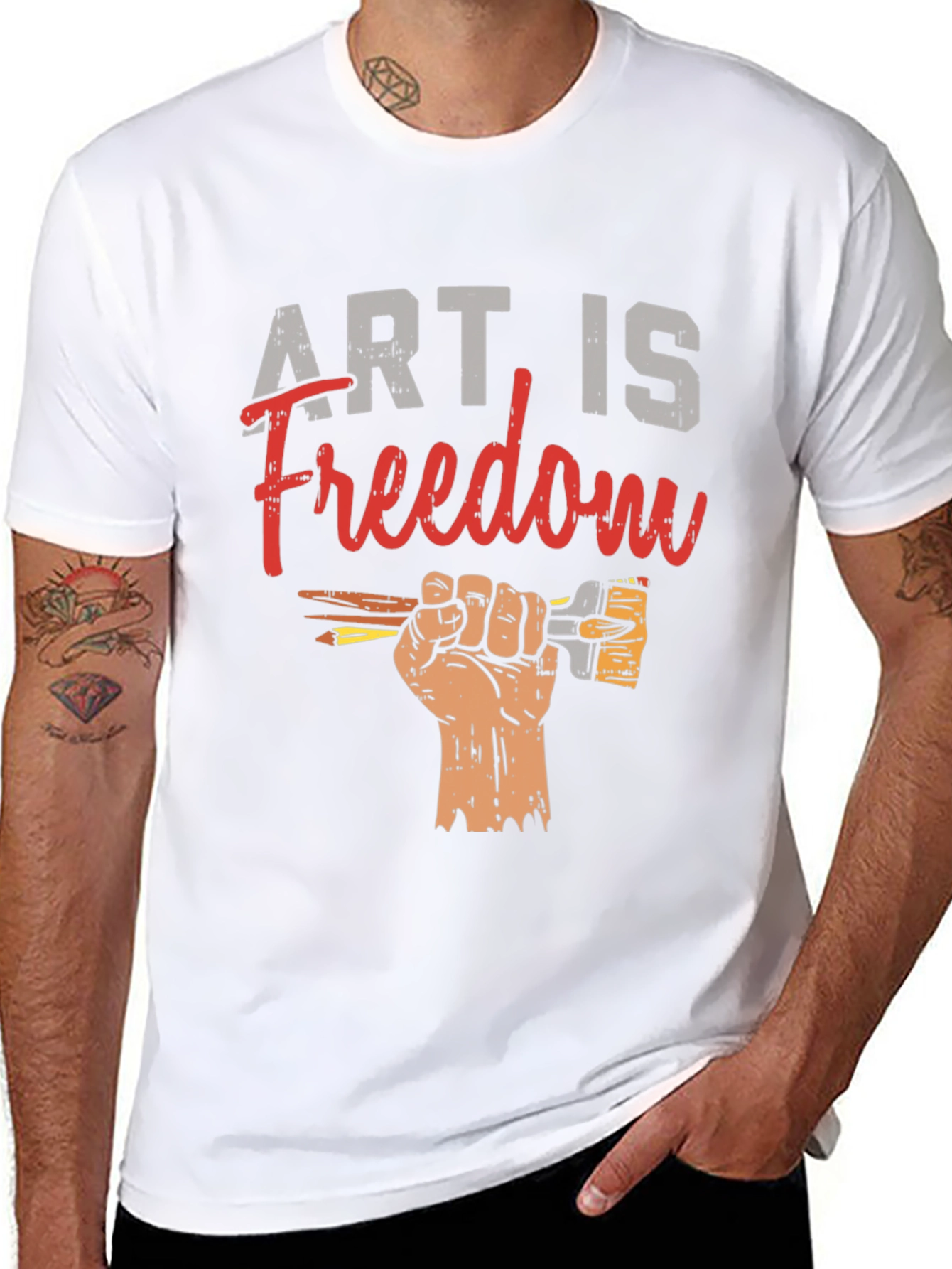 Art is Freedom Graphic Tee - Black Cotton T-Shirt