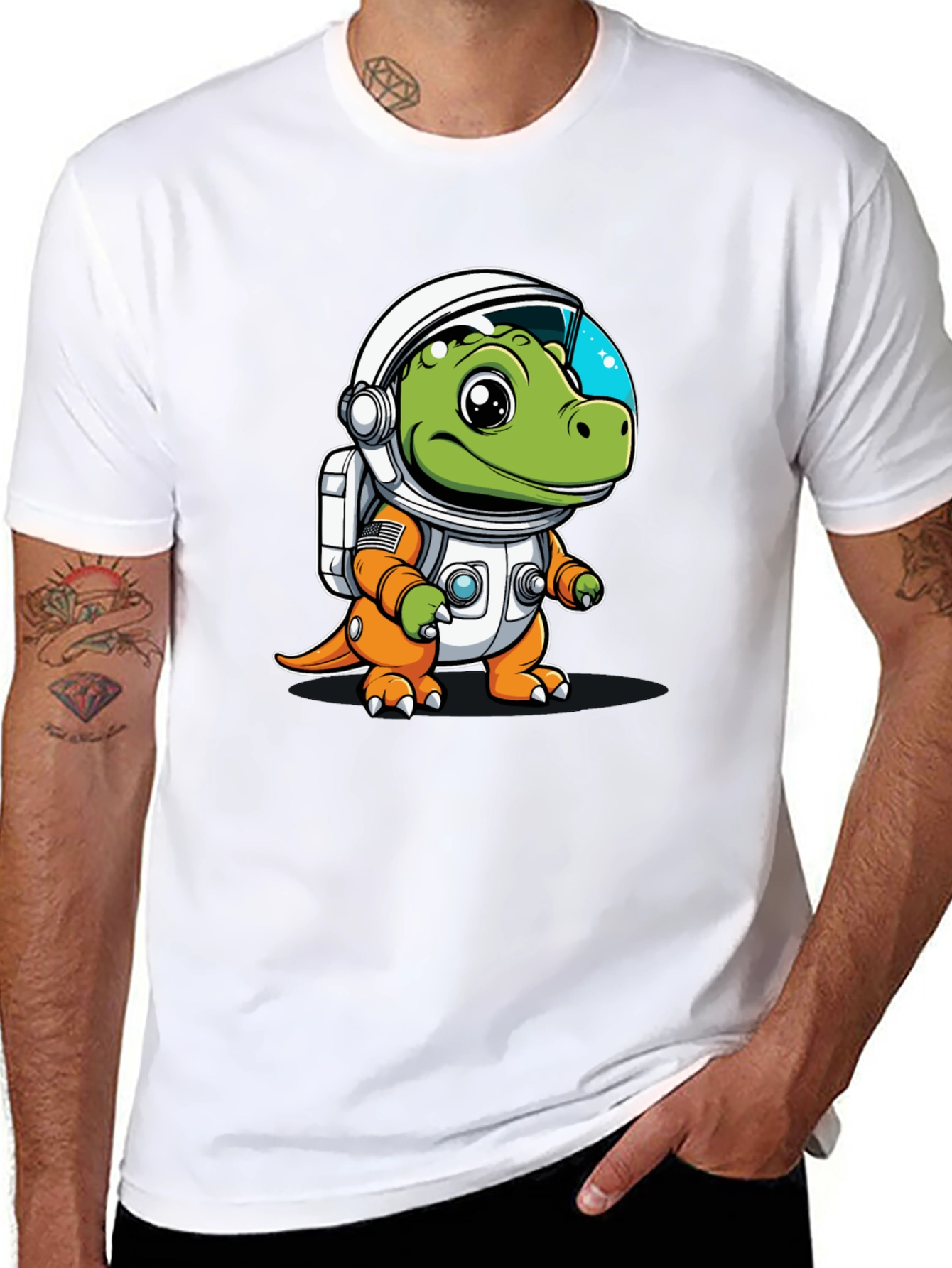 Dino Astronaut Black Graphic Tee