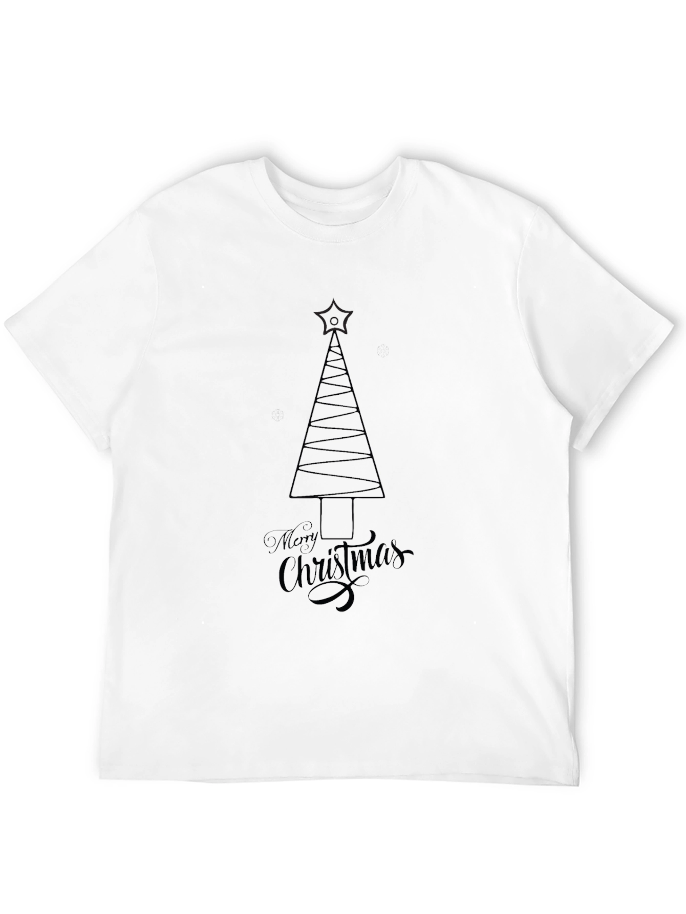 Merry Christmas Tree Graphic Tee - Black