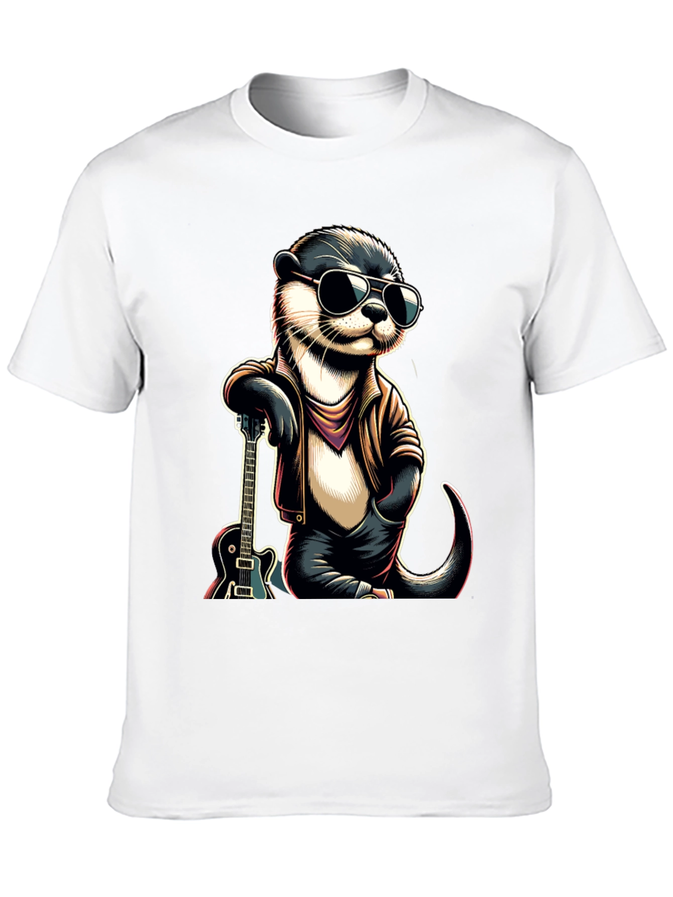 Cool Otter Guitarist Graphic Tee