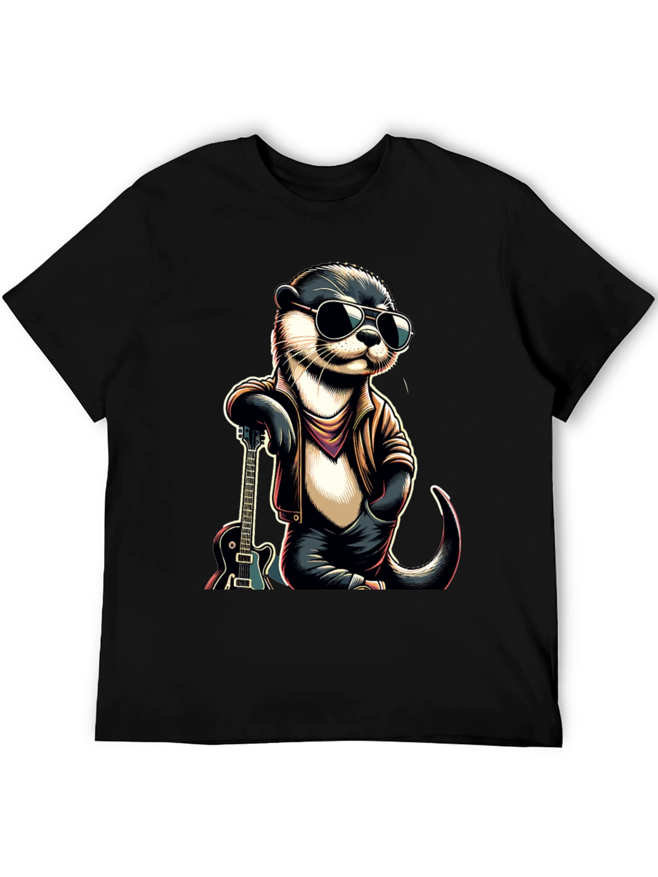 Cool Otter Guitarist Graphic Tee