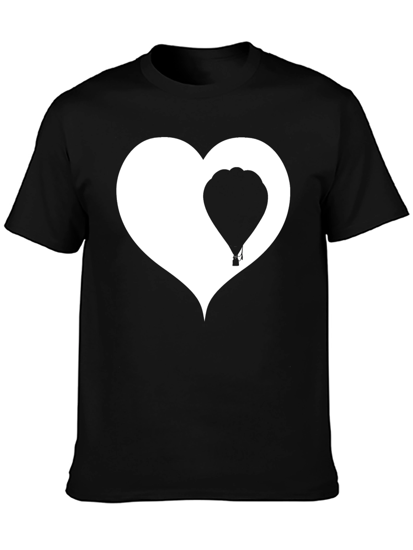 Heart Balloon Graphic Tee - Black Cotton Blend