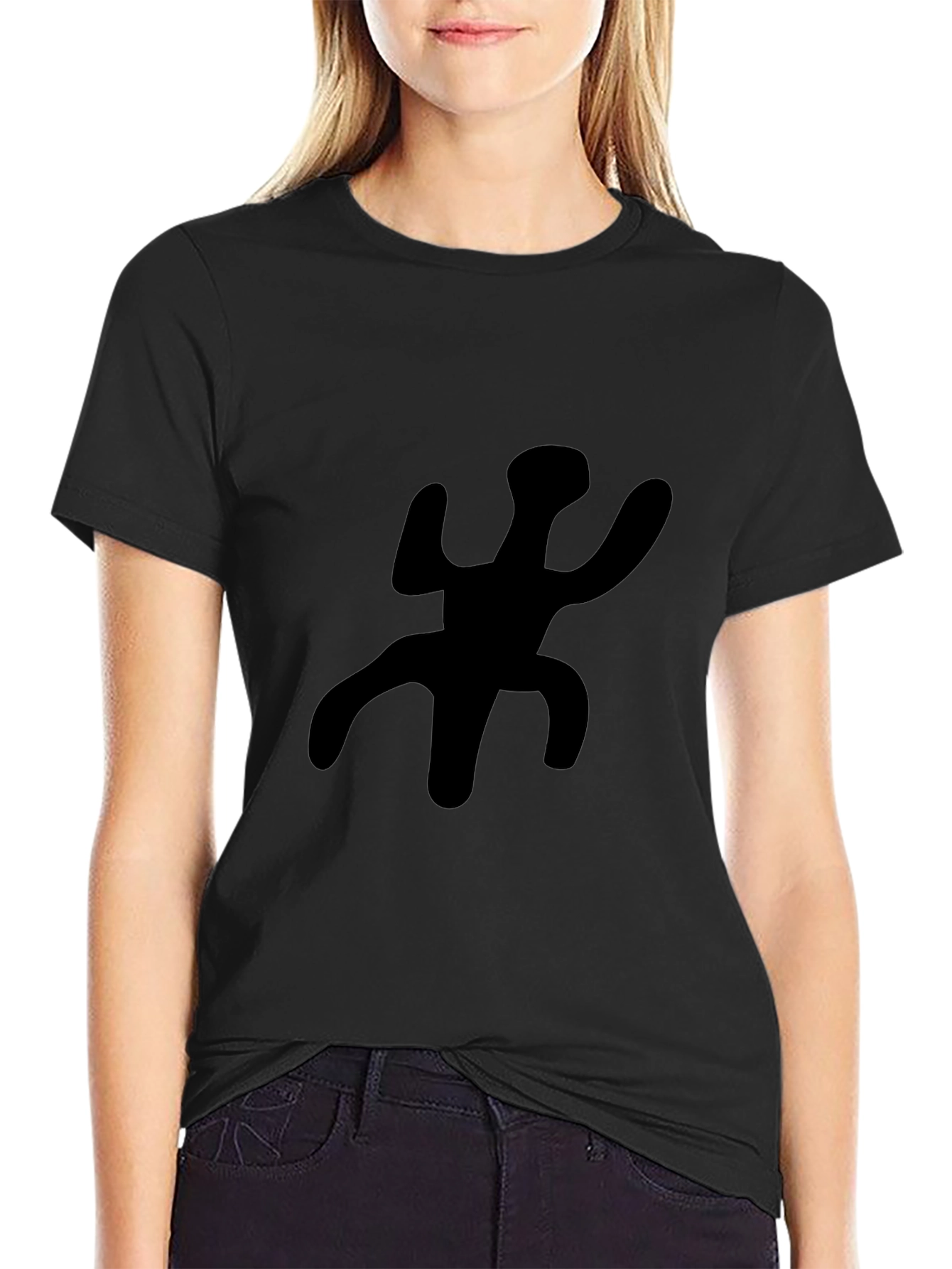 Abstract Silhouette Graphic Tee - Black Casual T-Shirt