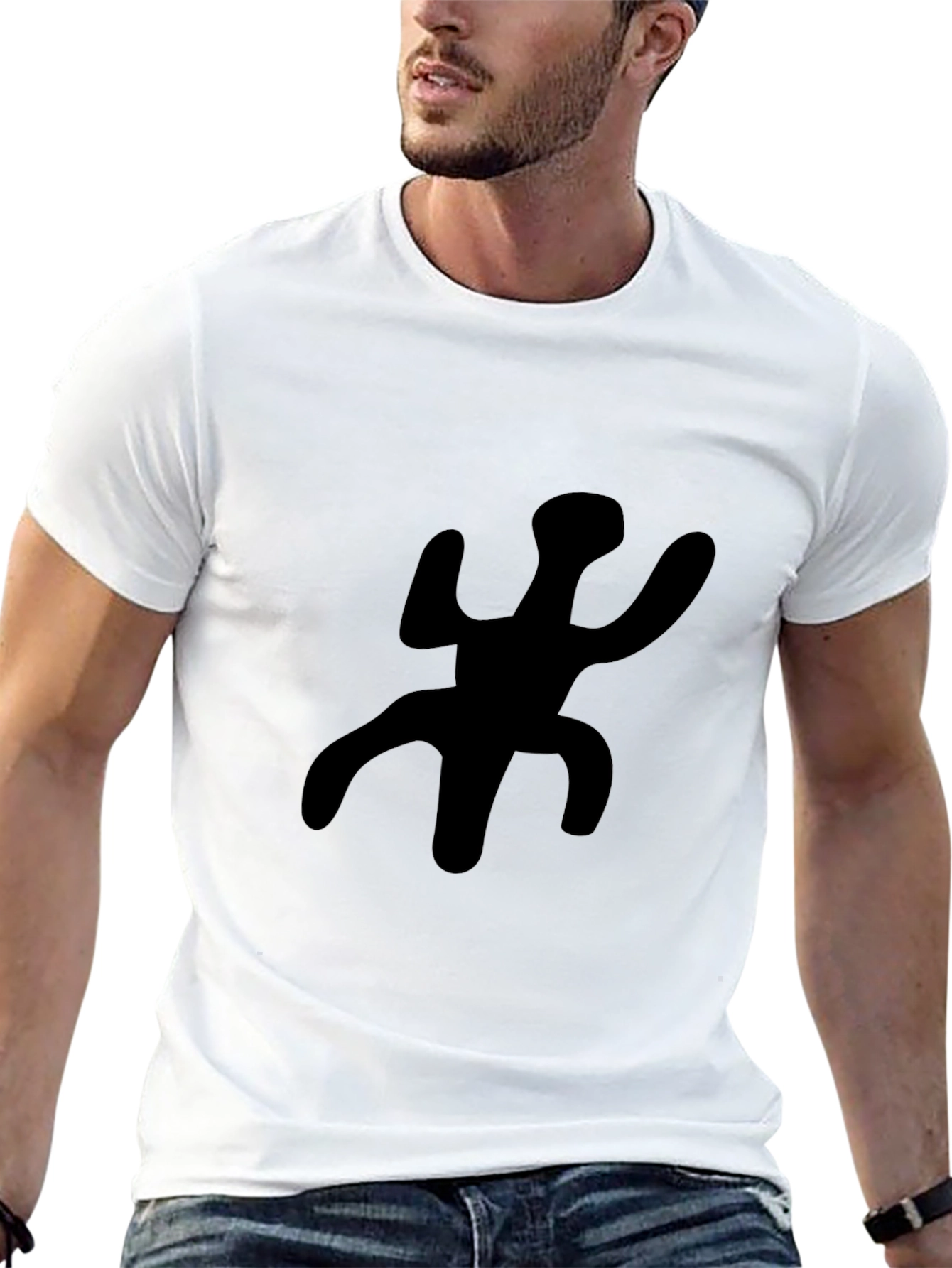 Abstract Silhouette Graphic Tee - Black Casual T-Shirt