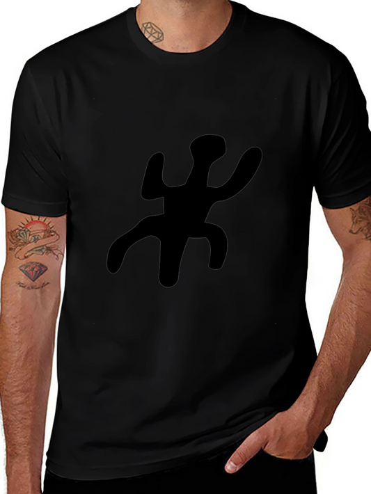 Abstract Silhouette Graphic Tee - Black Casual T-Shirt