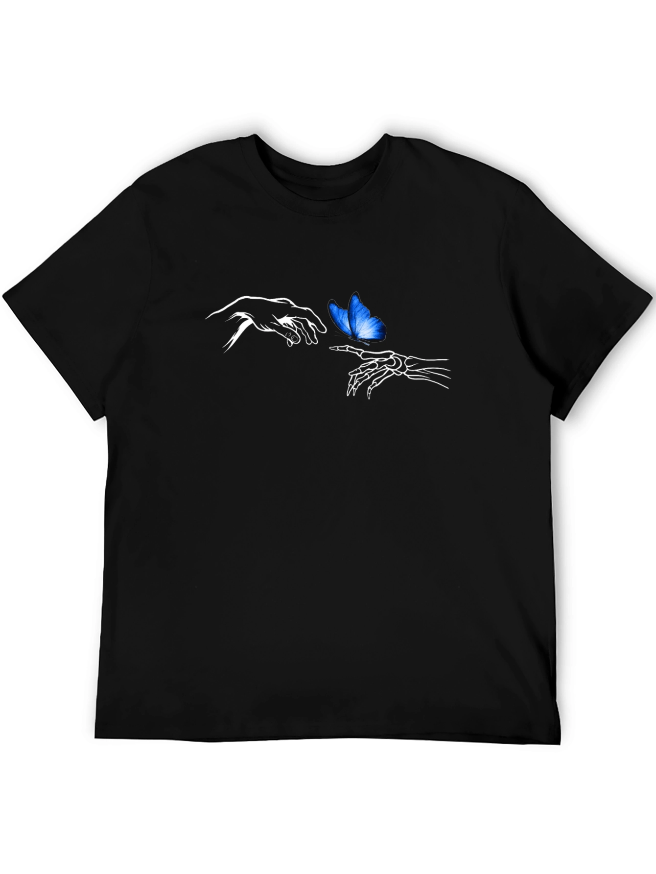 Butterfly Touch Graphic Tee - Black Cotton Casual Shirt