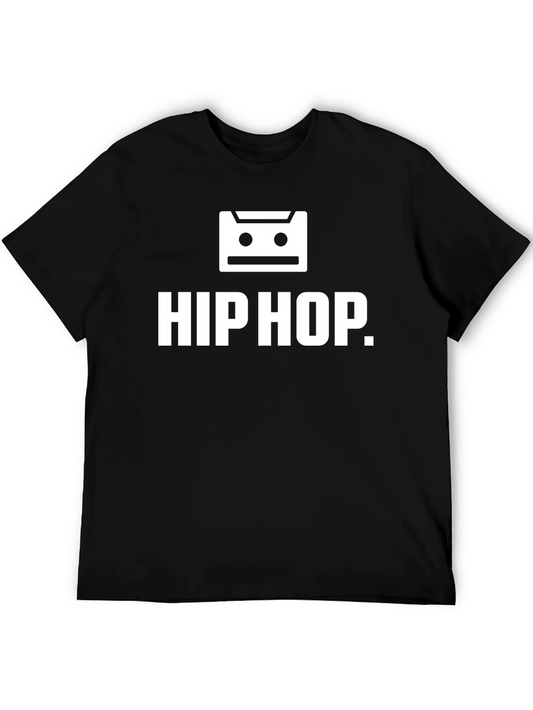Hip Hop Cassette Tape Graphic Tee - Black Cotton T-Shirt