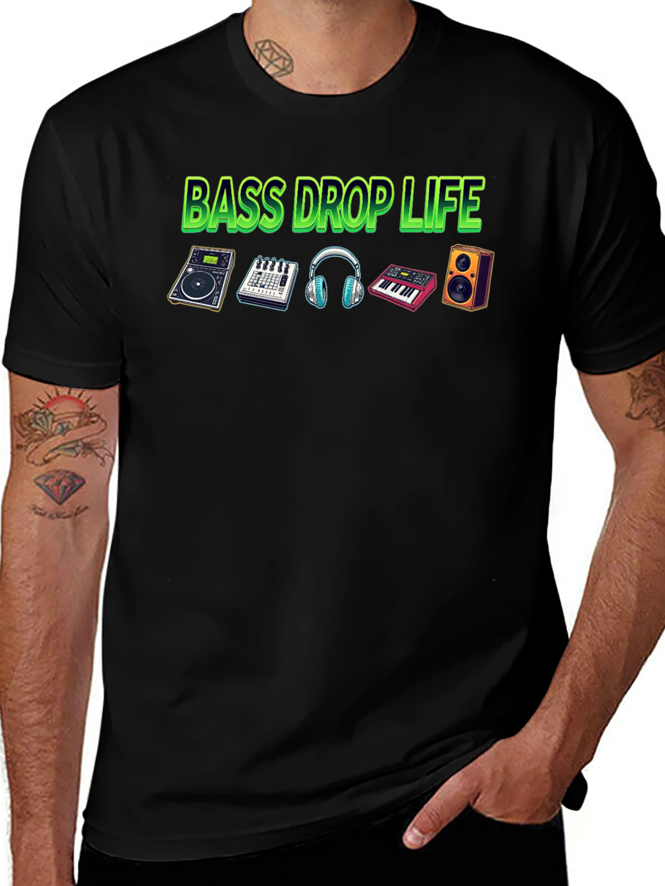 Bass Drop Life Black T-Shirt - Music Producer Tee