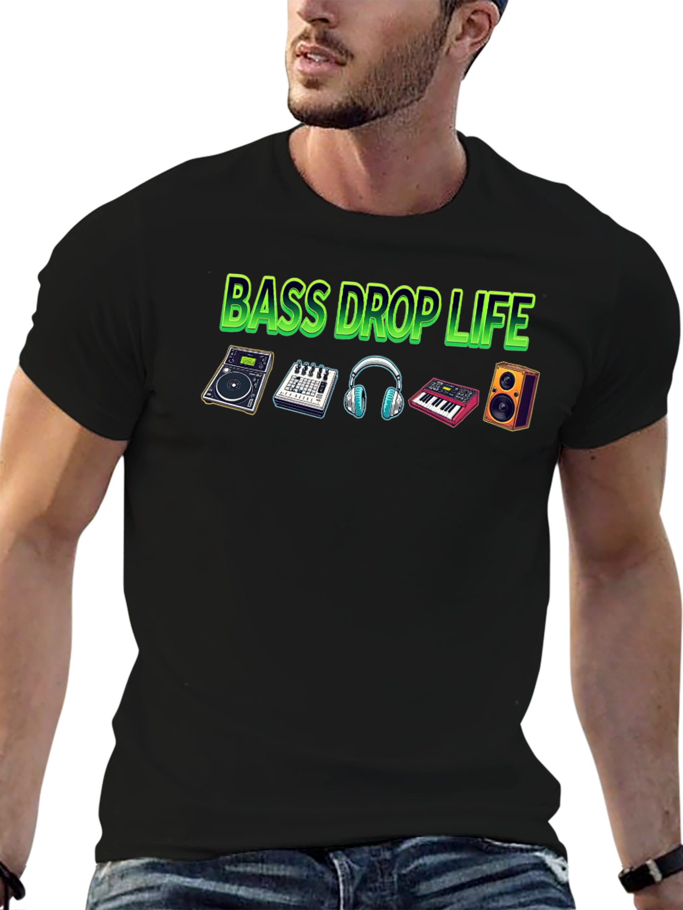 Bass Drop Life Black T-Shirt - Music Producer Tee