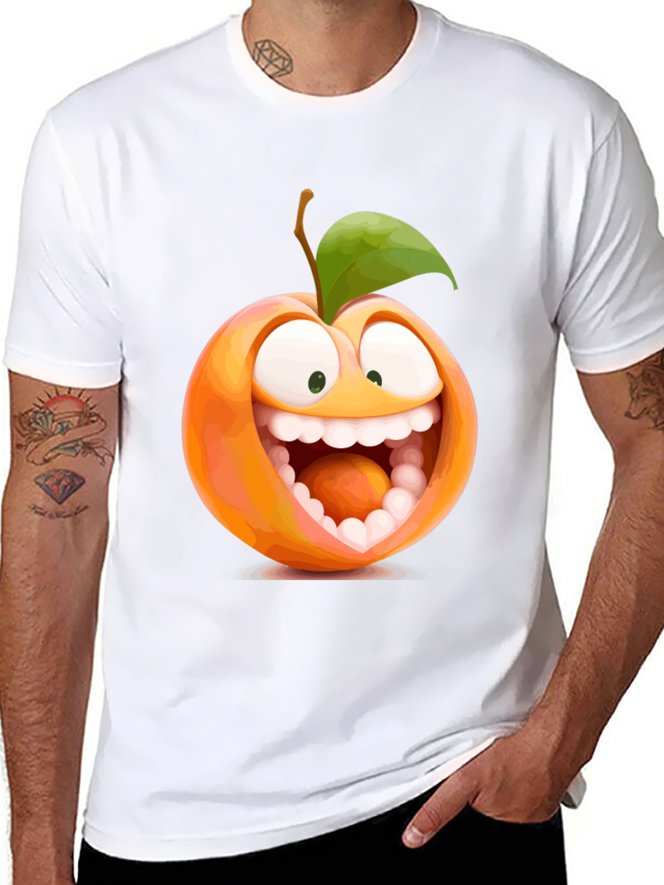 Funny Peach Cartoon Graphic Tee