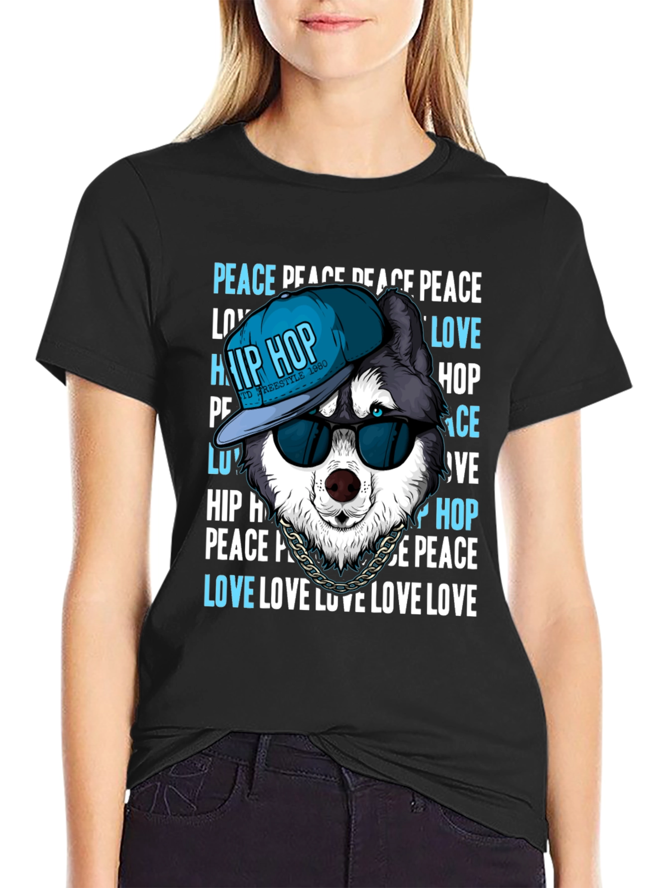 Hip Hop Husky T-Shirt - Peace & Love Tee