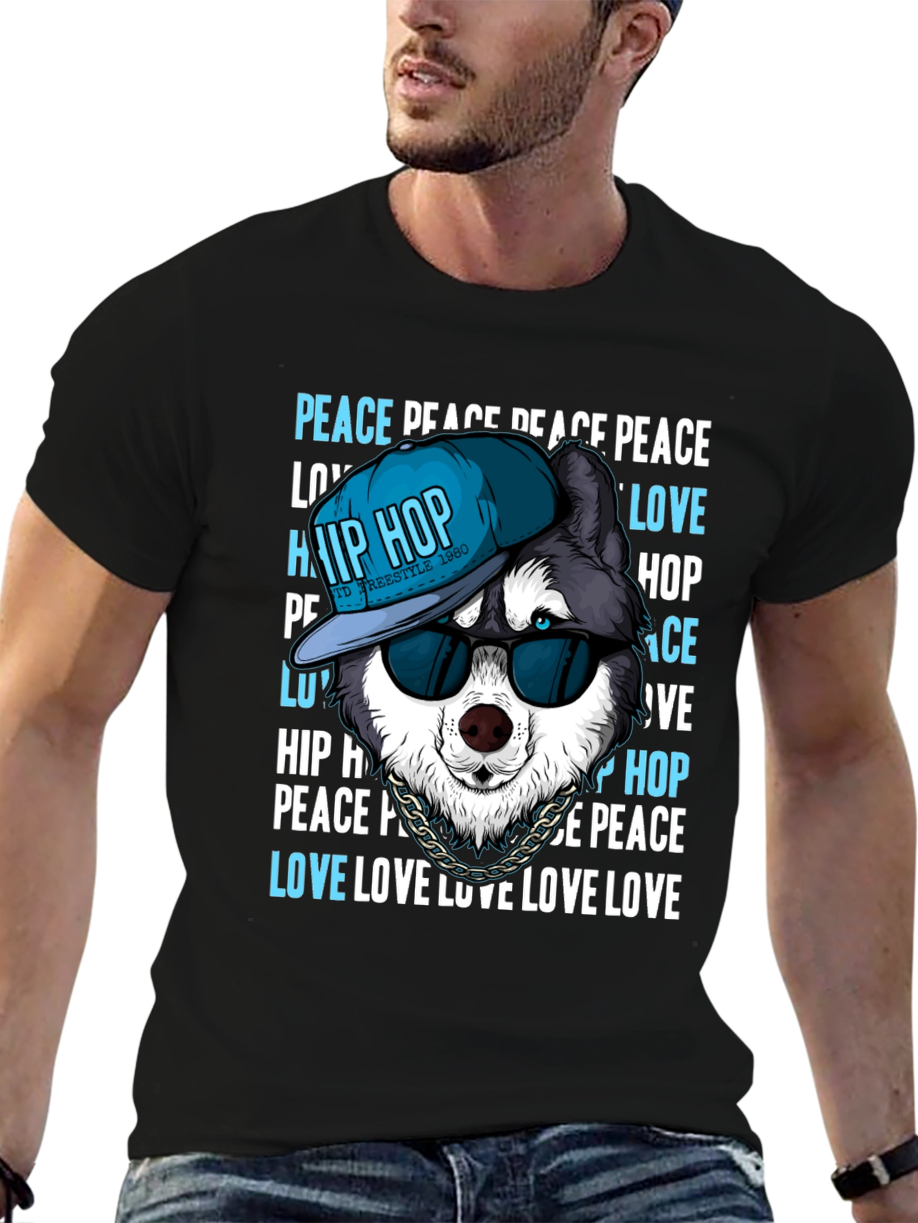 Hip Hop Husky T-Shirt - Peace & Love Tee