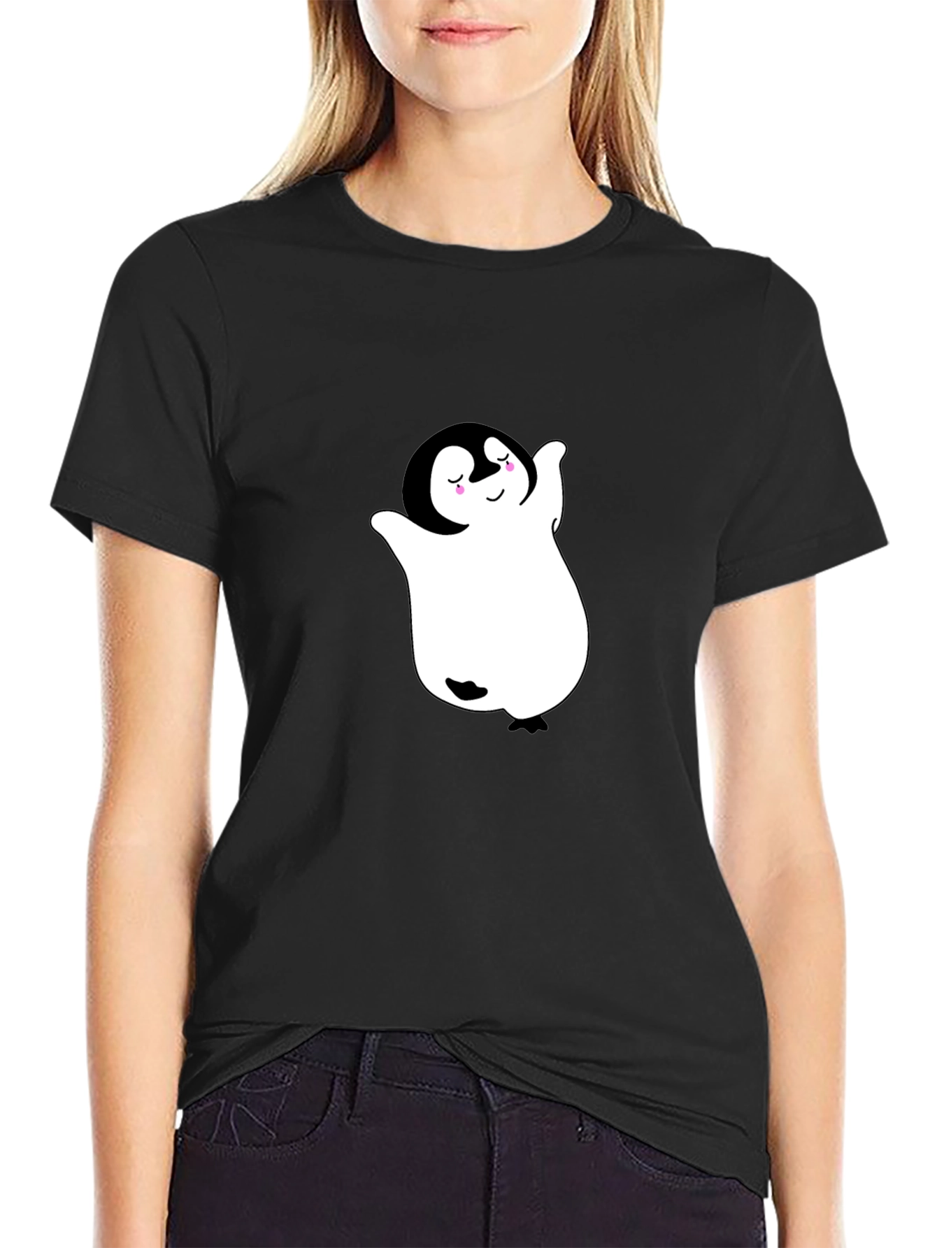 Cute Penguin Ghost Black T-Shirt
