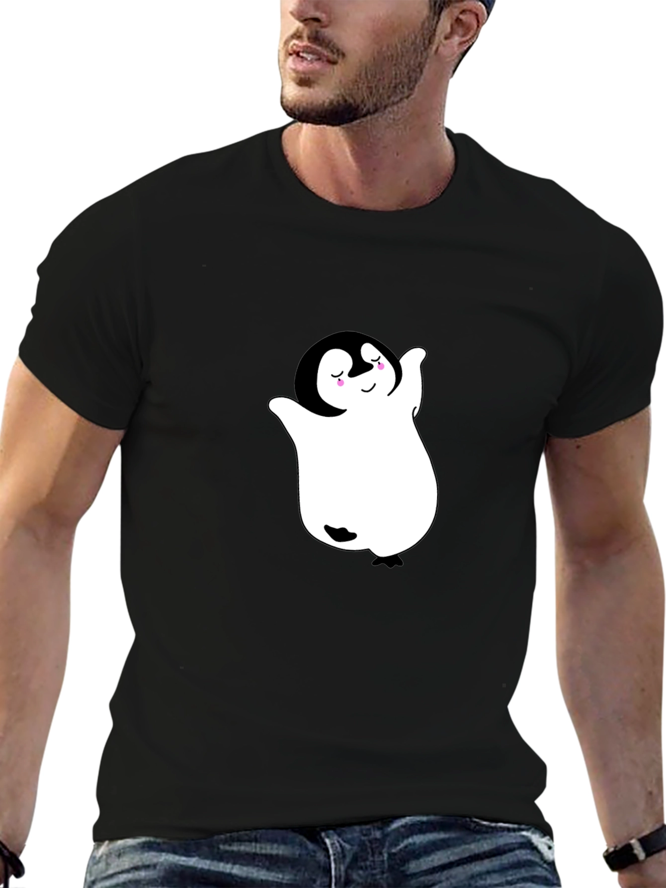 Cute Penguin Ghost Black T-Shirt