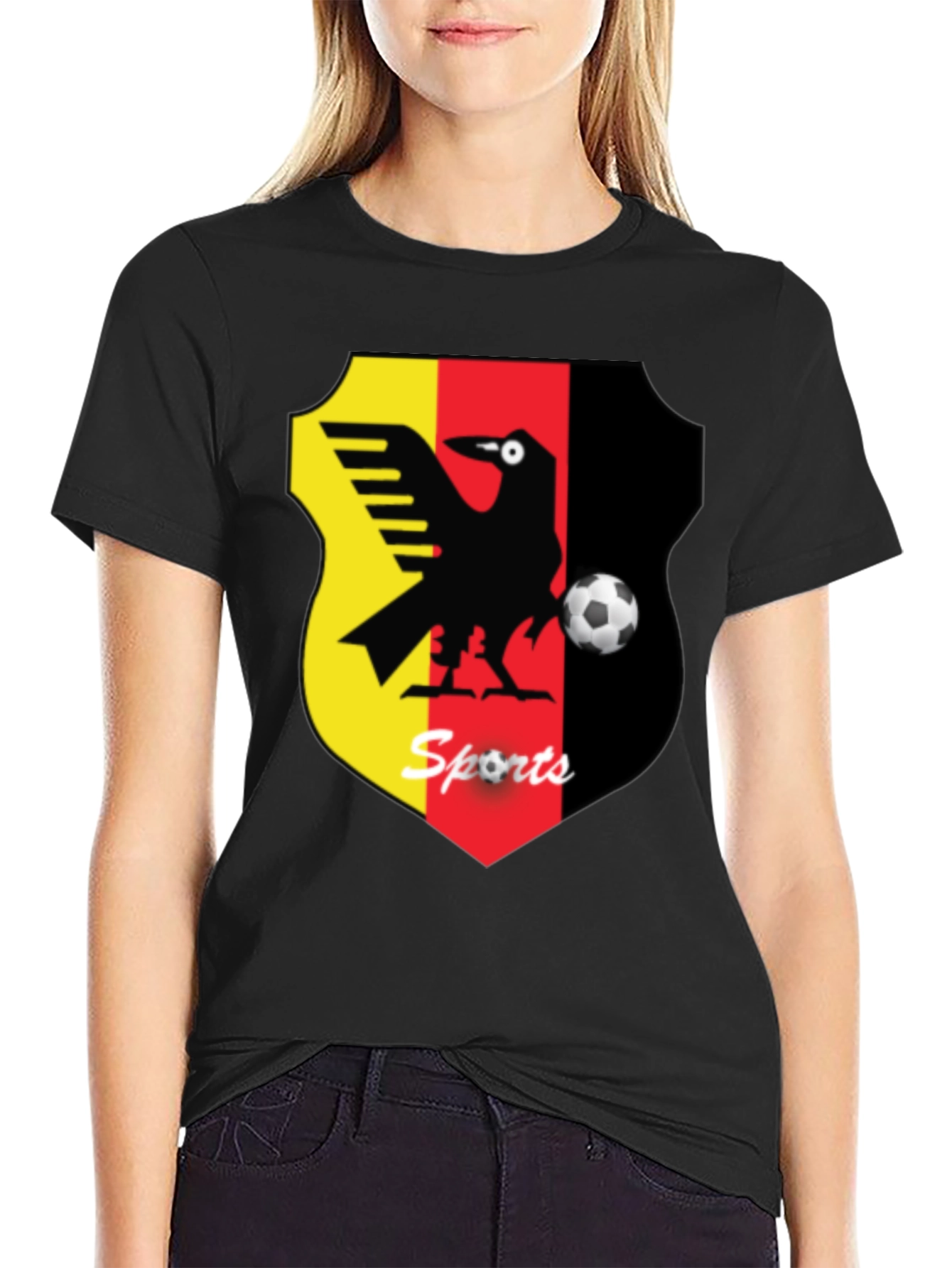 Mens Black T-Shirt with Sports Emblem