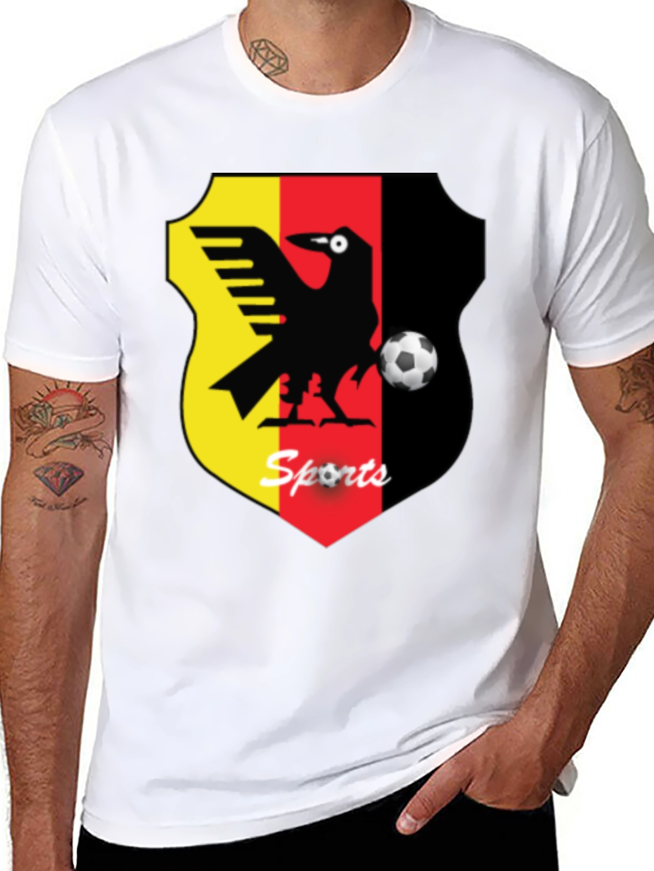 Mens Black T-Shirt with Sports Emblem
