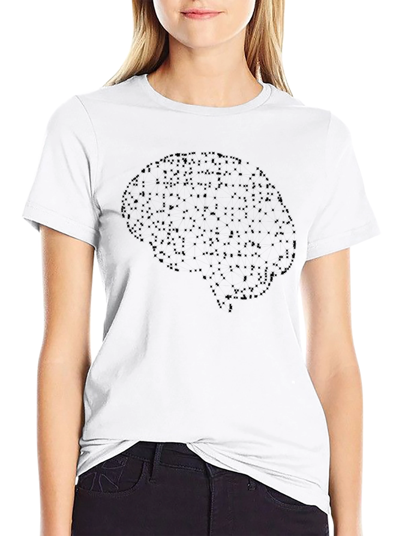 Brain Dot Pattern Black T-Shirt