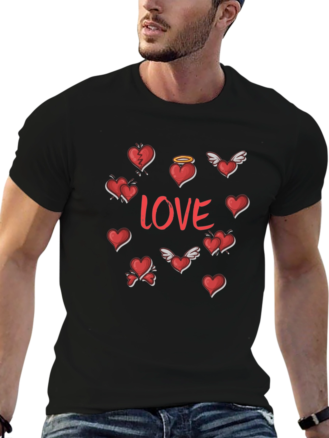 Love Hearts Graphic Tee - Stylish Valentines Shirt
