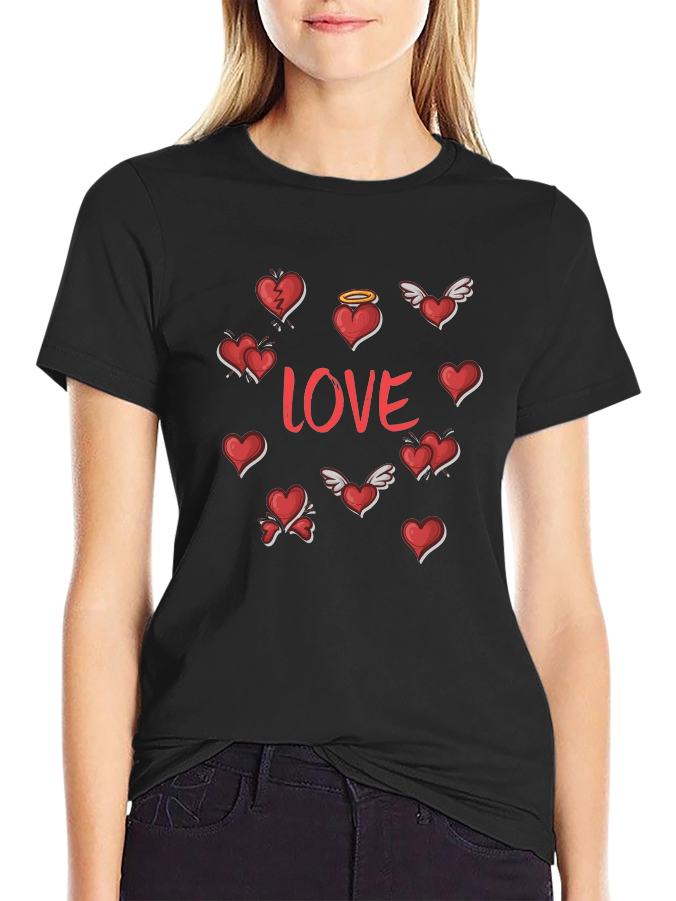Love Hearts Graphic Tee - Stylish Valentines Shirt