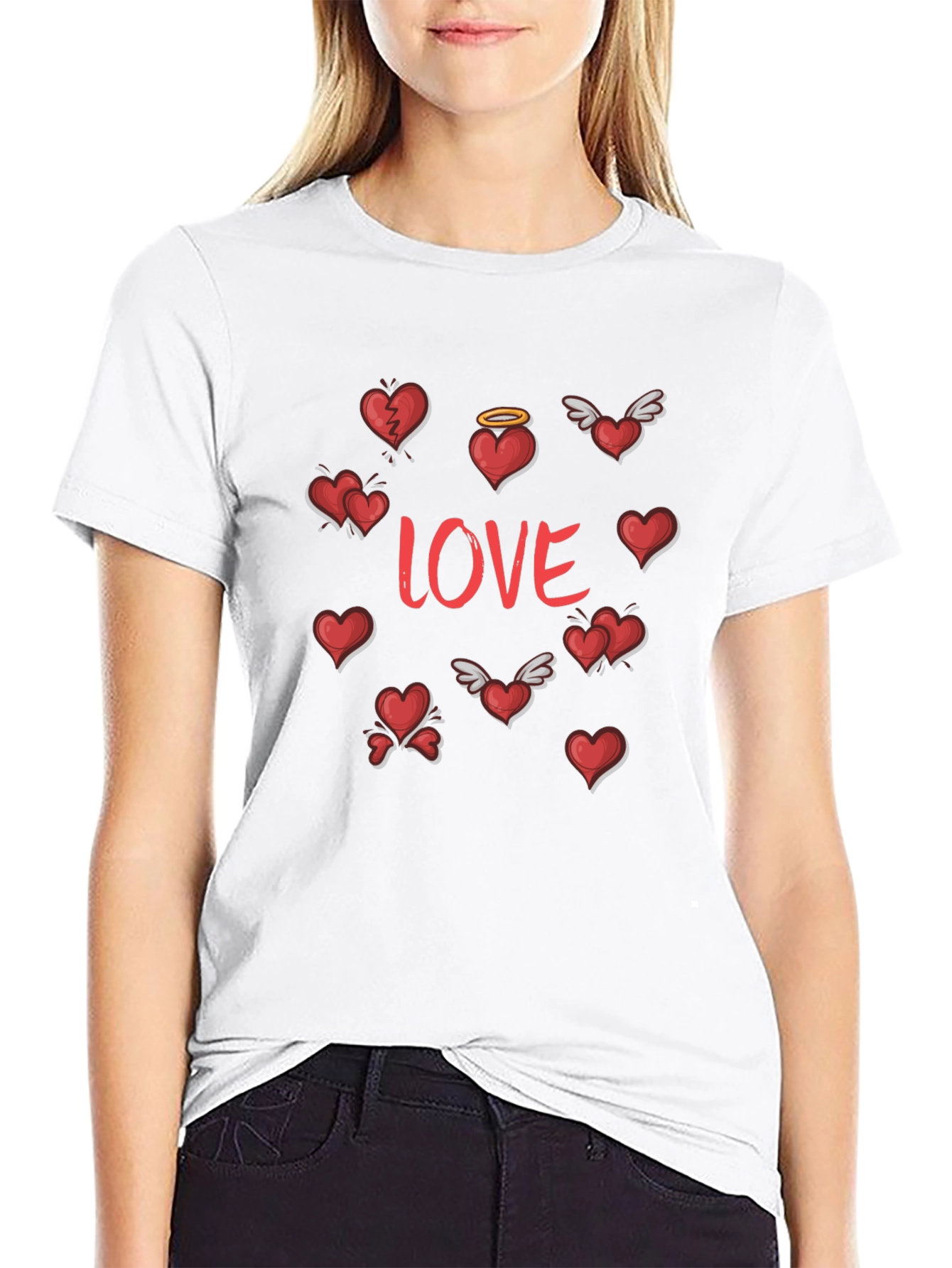 Love Hearts Graphic Tee - Stylish Valentines Shirt