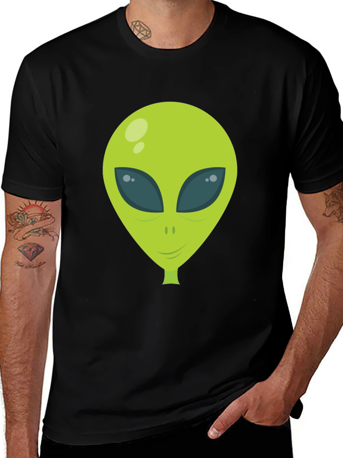 Alien Head Graphic Print T-Shirt