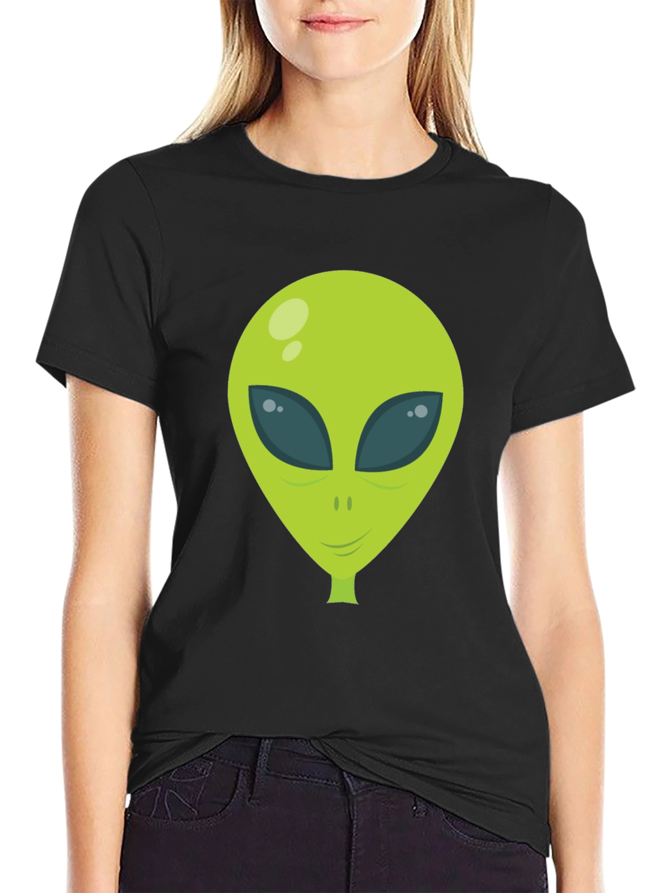 Alien Head Graphic Print T-Shirt