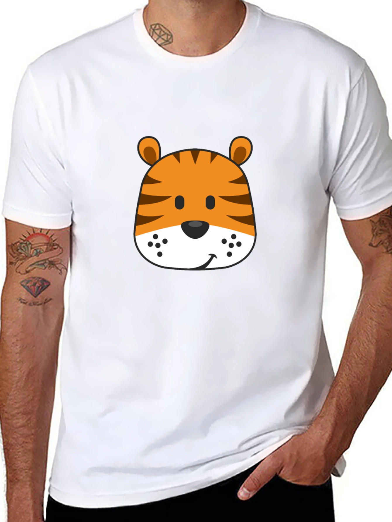 Fun Tiger Graphic Tee - Soft Black Cotton Shirt