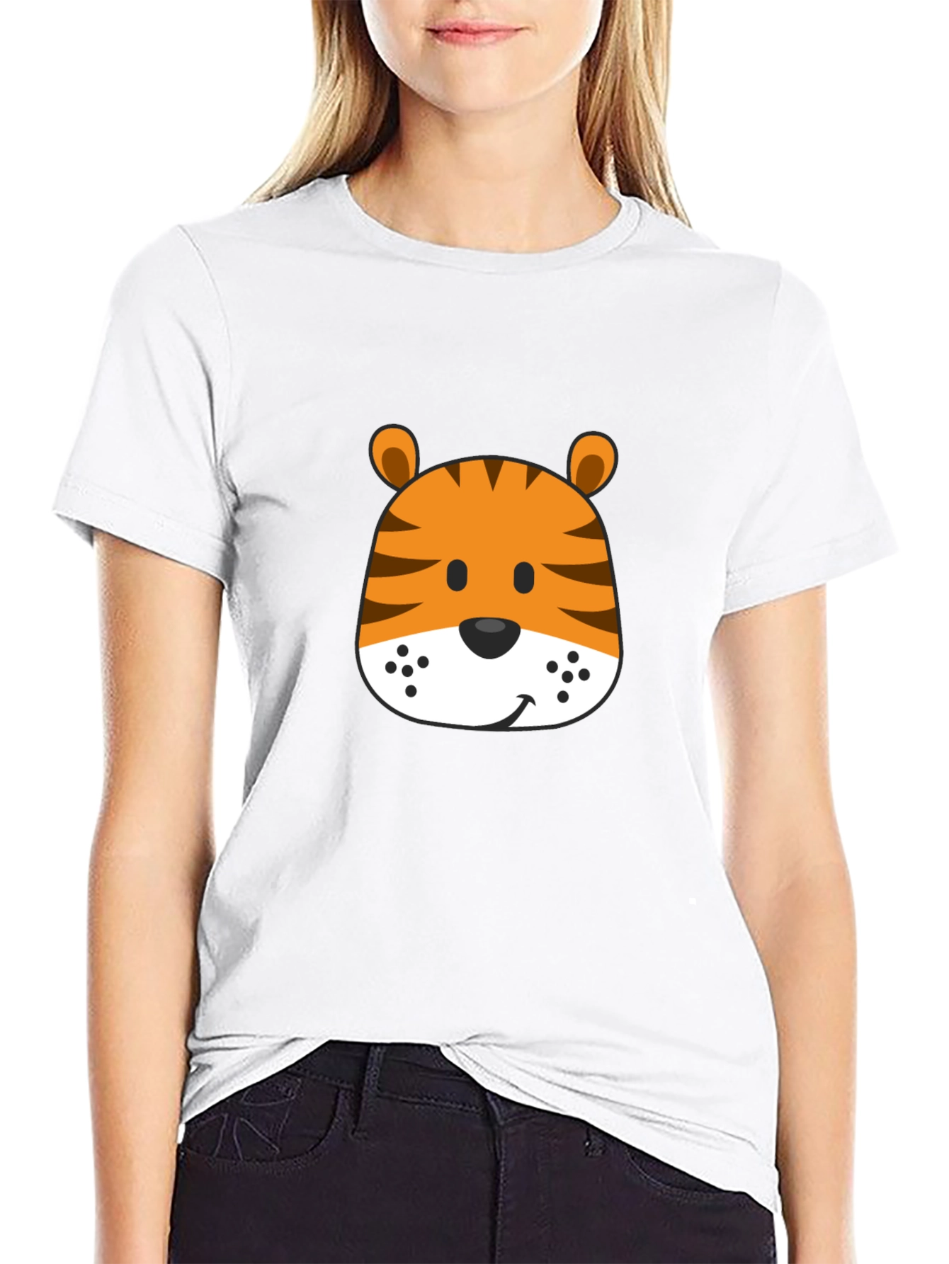 Fun Tiger Graphic Tee - Soft Black Cotton Shirt