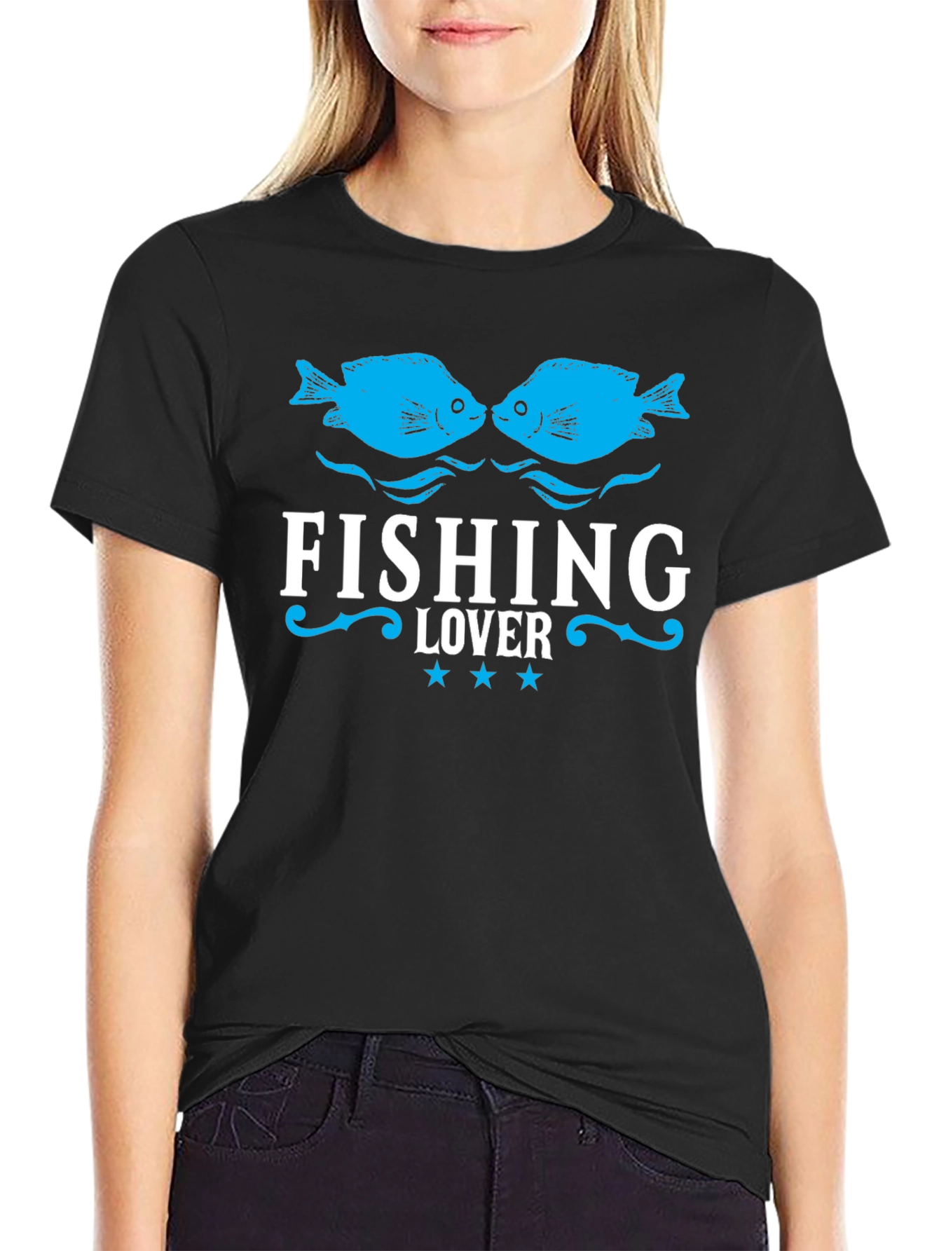 Fishing Lover T-Shirt - Black Fish Design