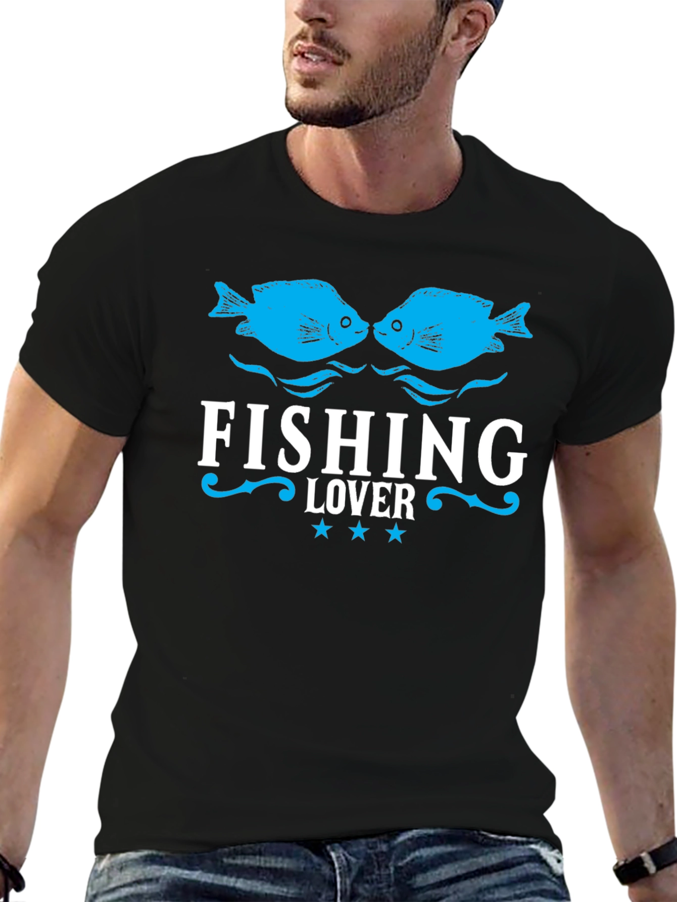 Fishing Lover T-Shirt - Black Fish Design