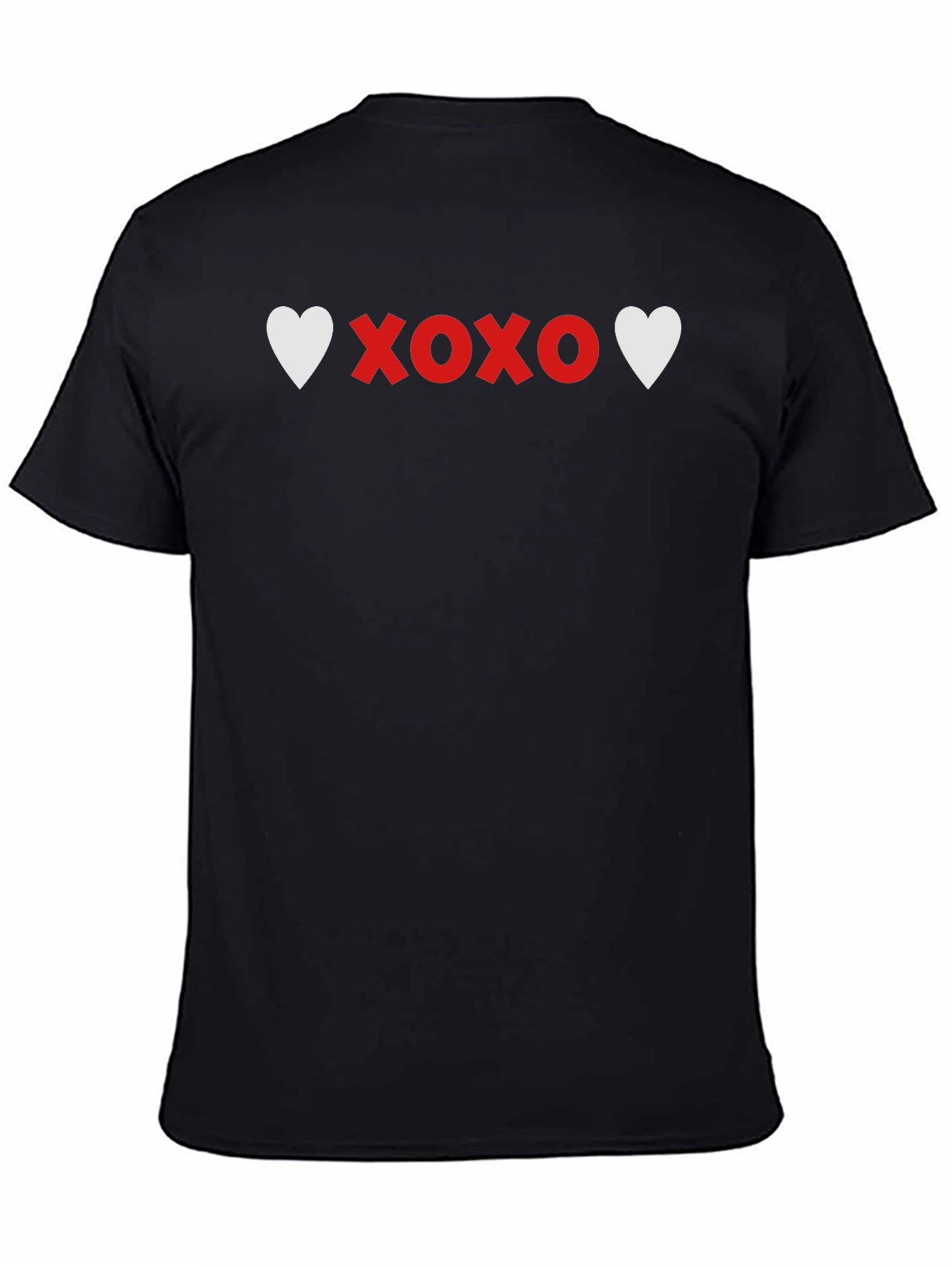 Heart XOXO Graphic Tee - Soft Black Casual T-Shirt