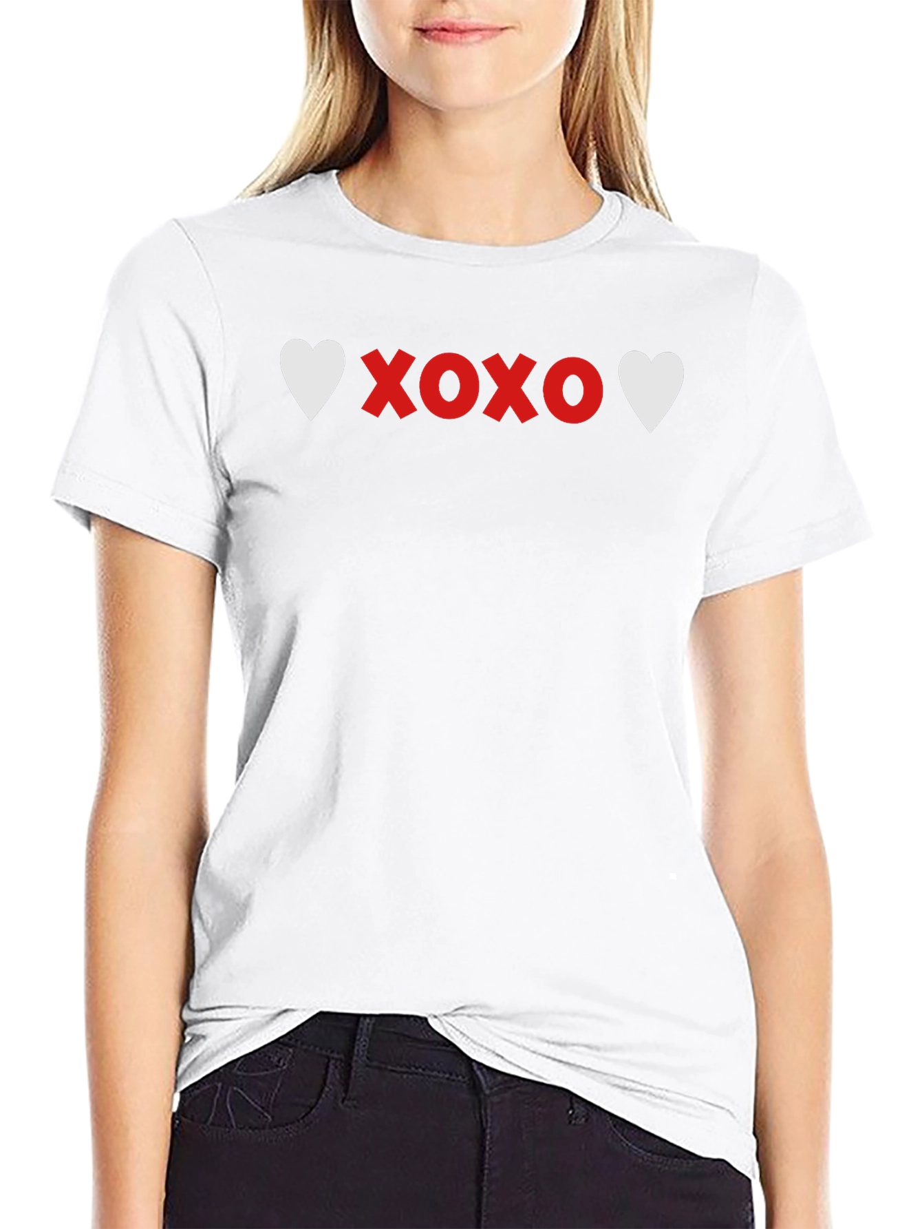 Heart XOXO Graphic Tee - Soft Black Casual T-Shirt