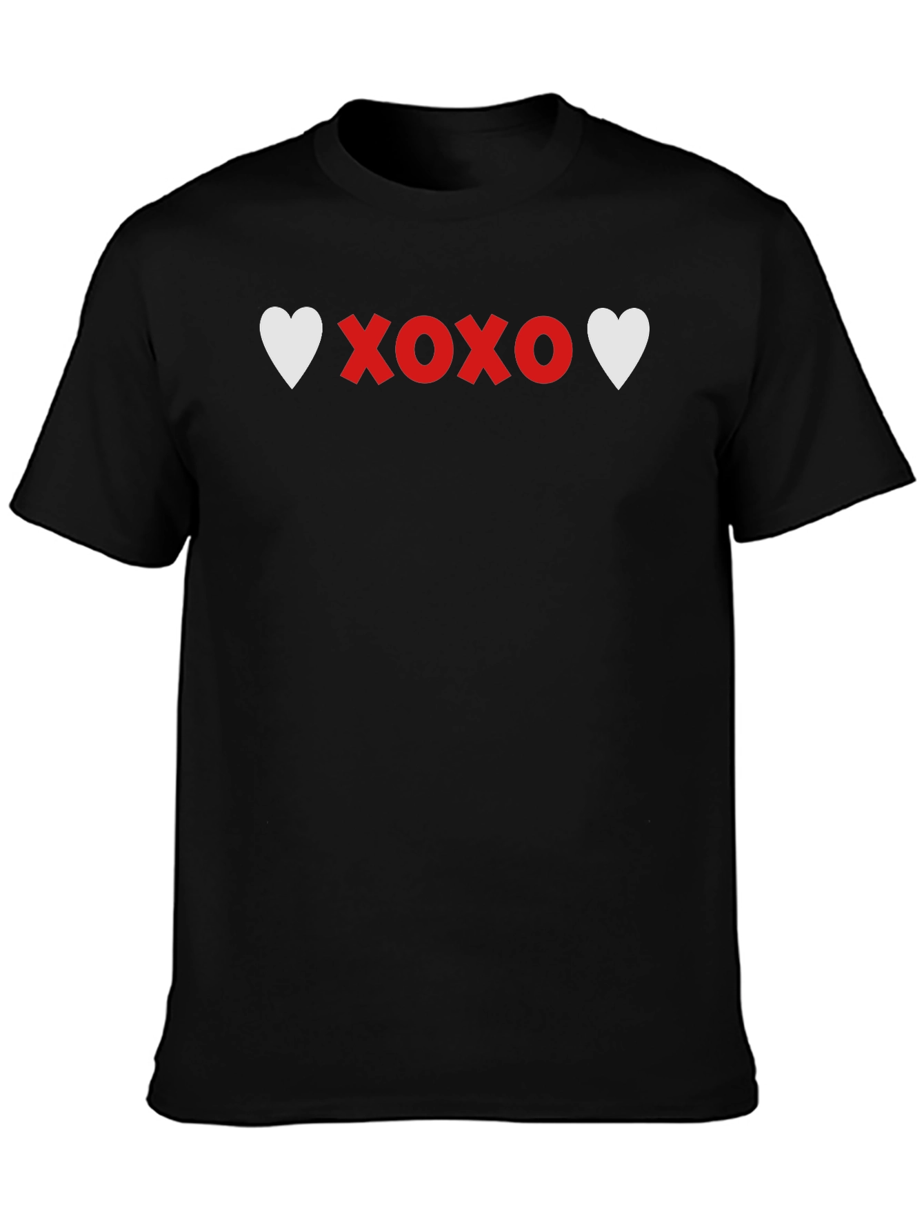 Heart XOXO Graphic Tee - Soft Black Casual T-Shirt