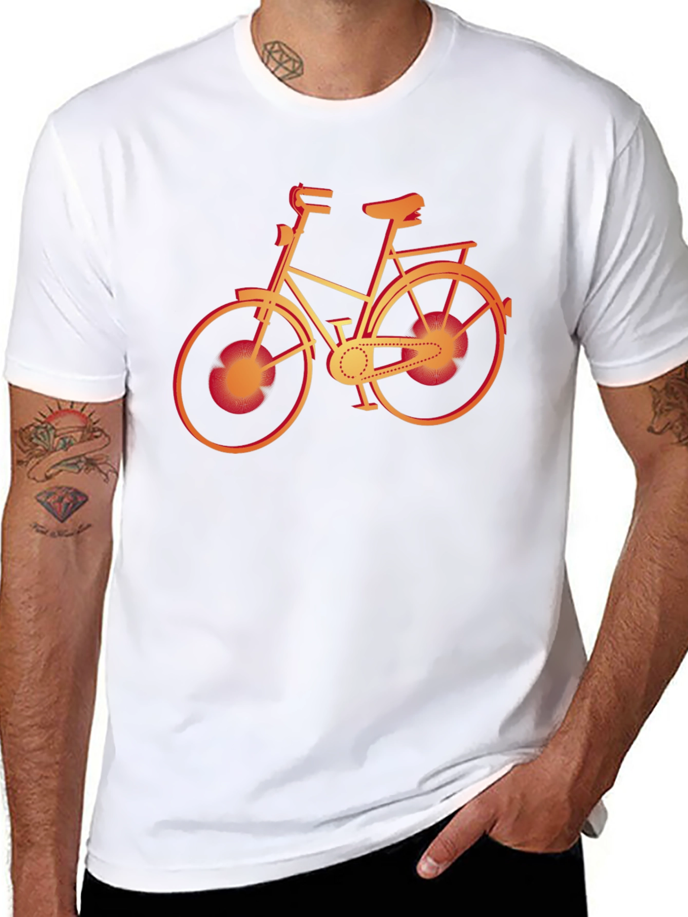 Mens Black T-Shirt with Bicycle Graphic