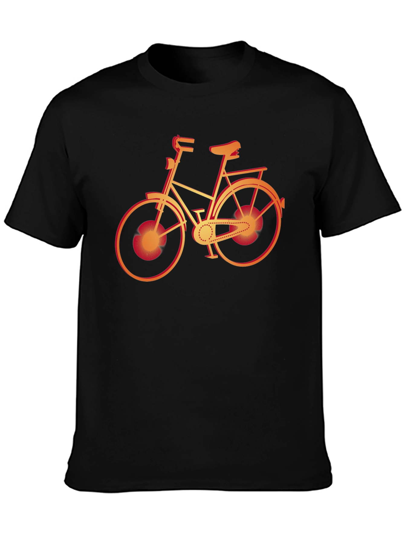 Mens Black T-Shirt with Bicycle Graphic