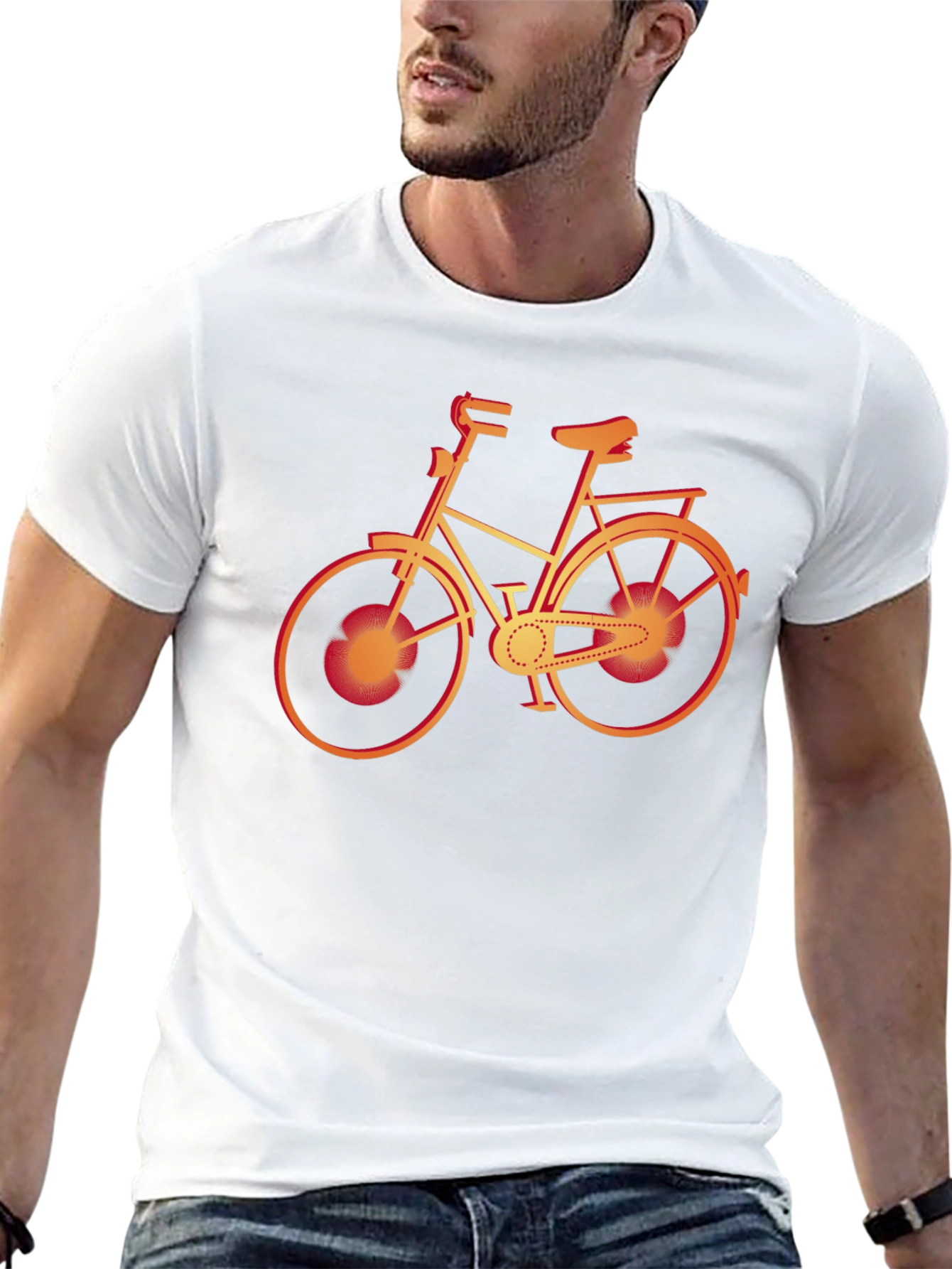 Mens Black T-Shirt with Bicycle Graphic